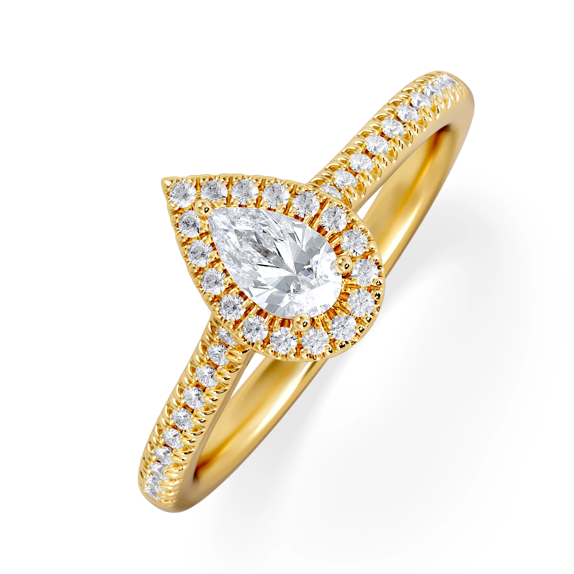 Lumia Pear Cut Lab Diamond Halo Ring 0.50ct F/VS in 18K Gold Vermeil