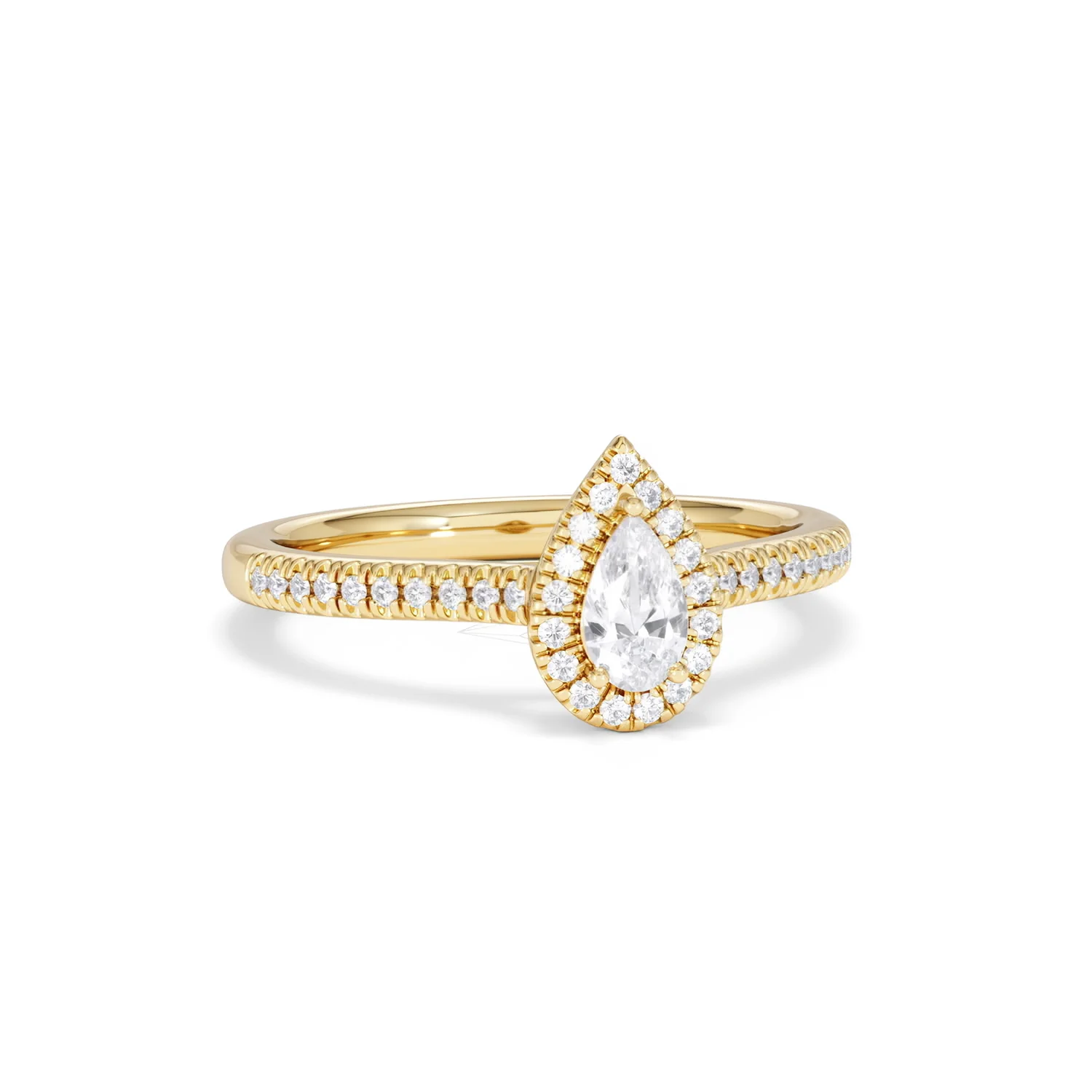 Lumia Pear Cut Lab Diamond Halo Ring 0.50ct F/VS in 18K Gold Vermeil - Image 13