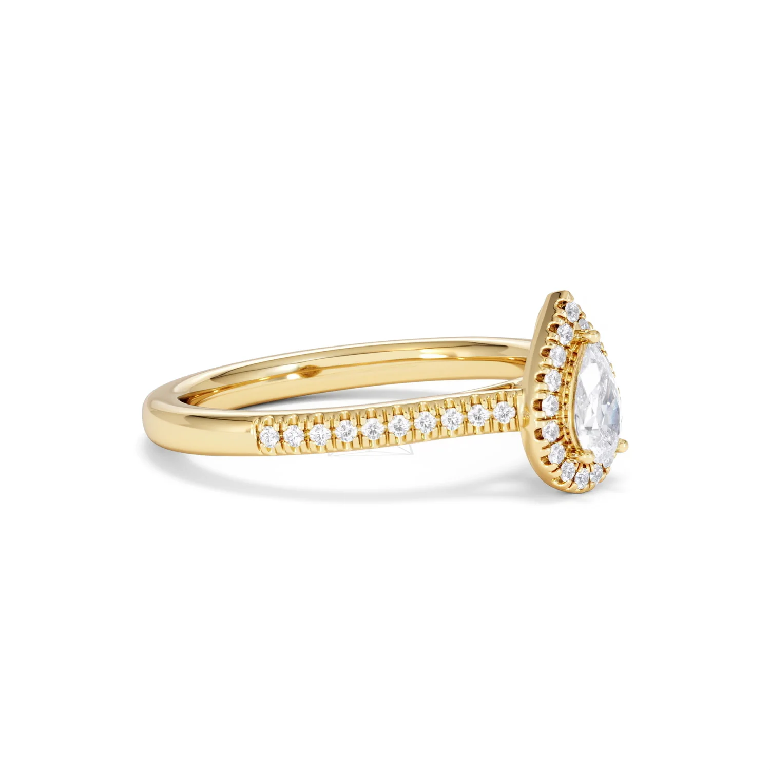 Lumia Pear Cut Lab Diamond Halo Ring 0.50ct F/VS in 18K Gold Vermeil - Image 21
