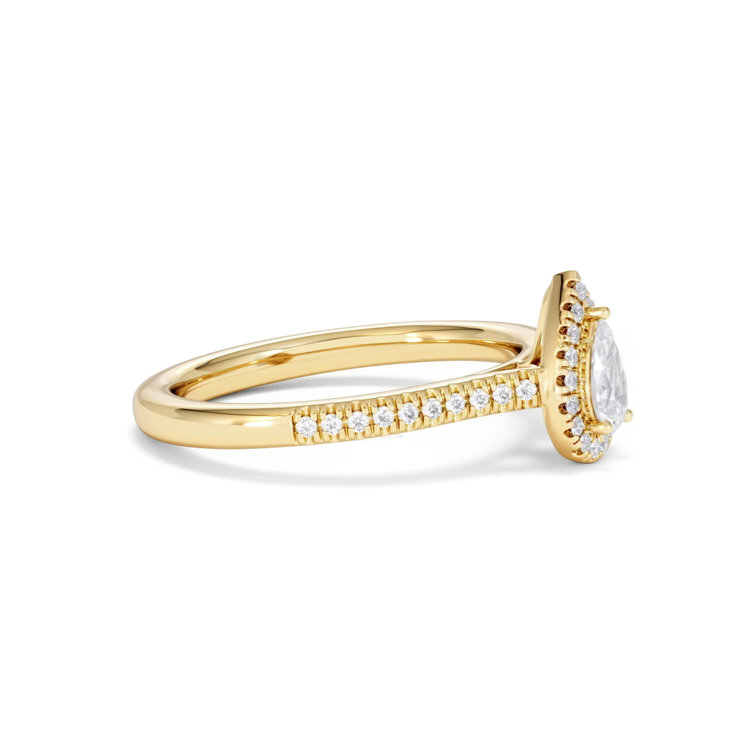 Lumia Pear Cut Lab Diamond Halo Ring 0.50ct F/VS in 18K Gold Vermeil - Image 24