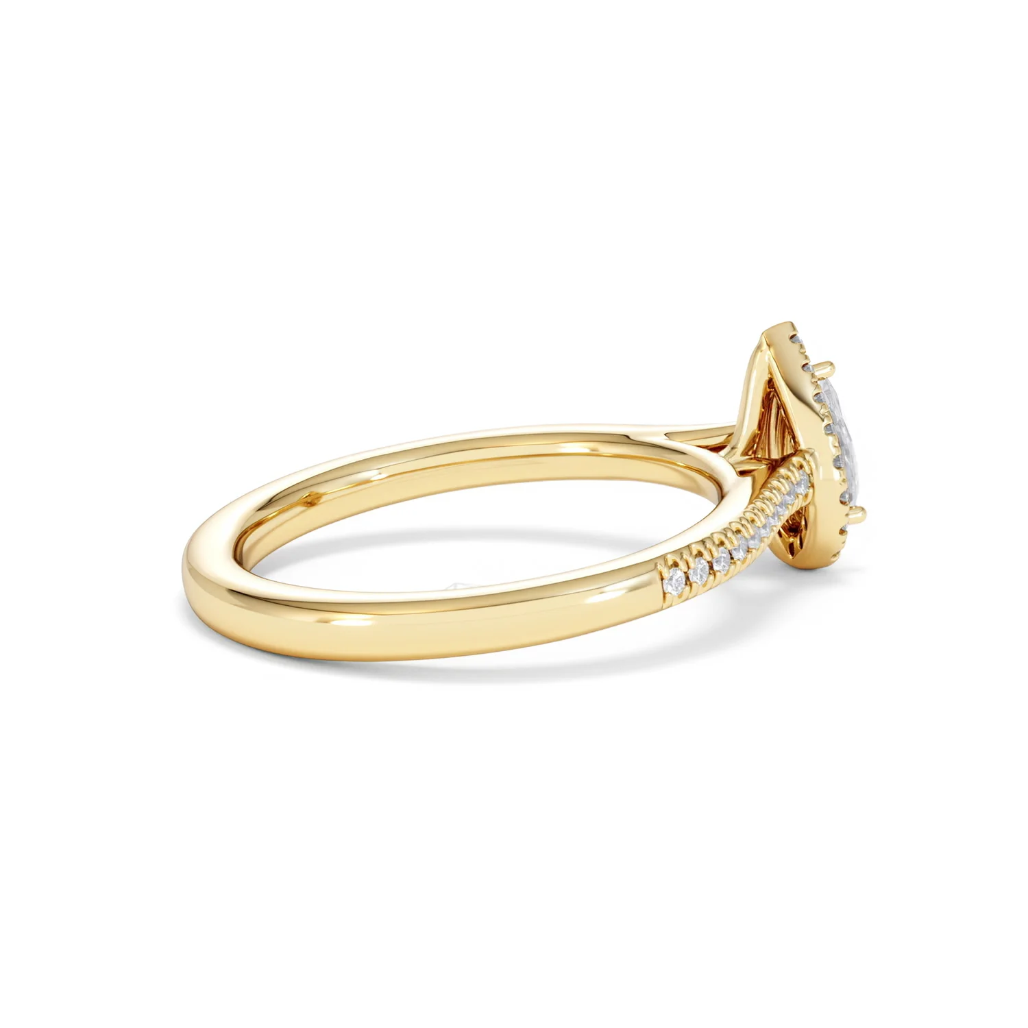 Lumia Pear Cut Lab Diamond Halo Ring 0.50ct F/VS in 18K Gold Vermeil - Image 35