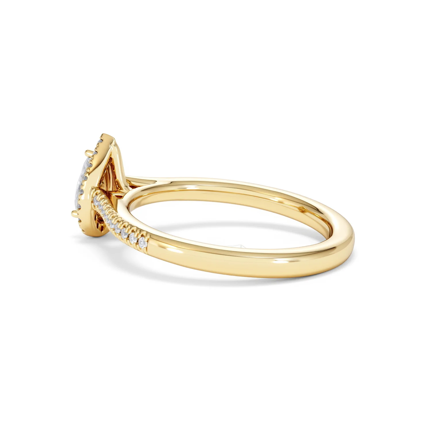 Lumia Pear Cut Lab Diamond Halo Ring 0.50ct F/VS in 18K Gold Vermeil - Image 64