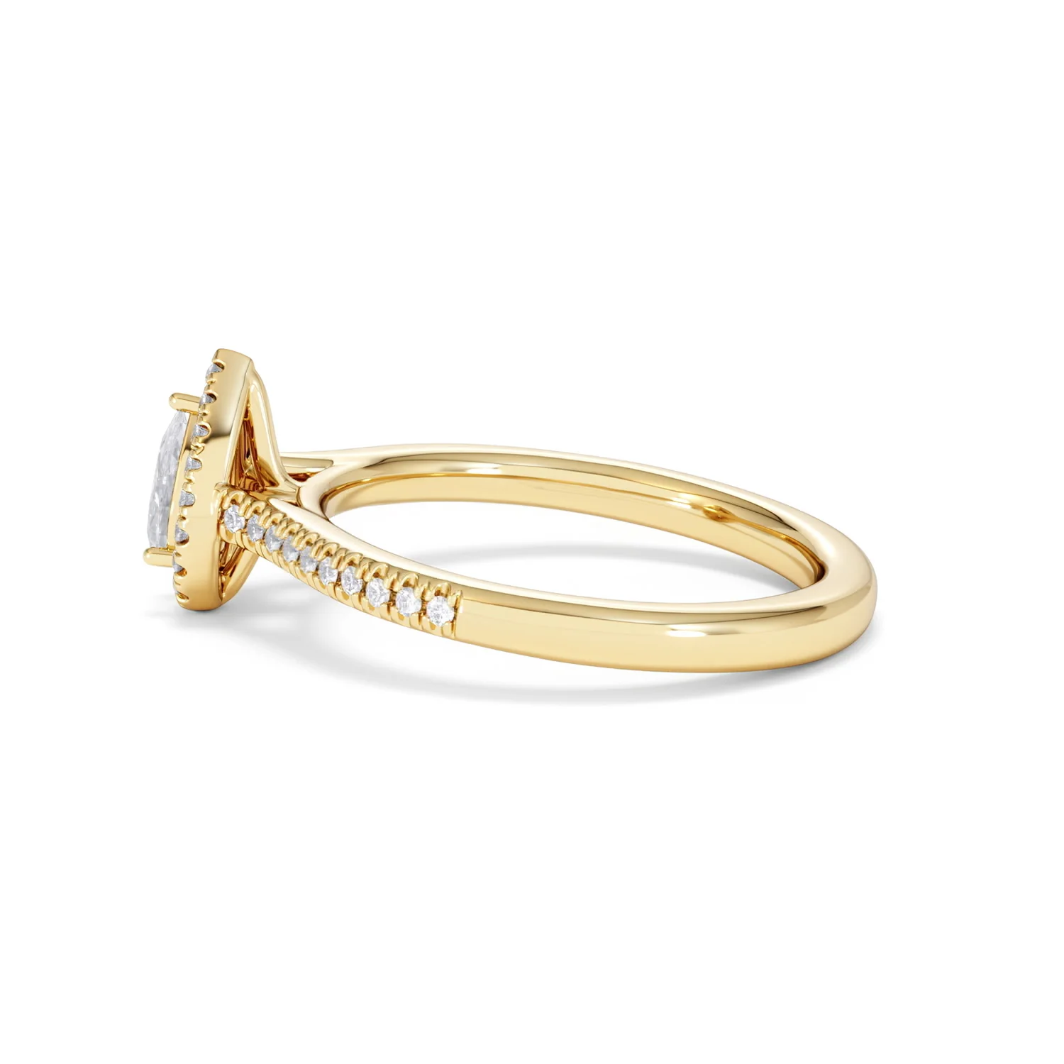 Lumia Pear Cut Lab Diamond Halo Ring 0.50ct F/VS in 18K Gold Vermeil - Image 68