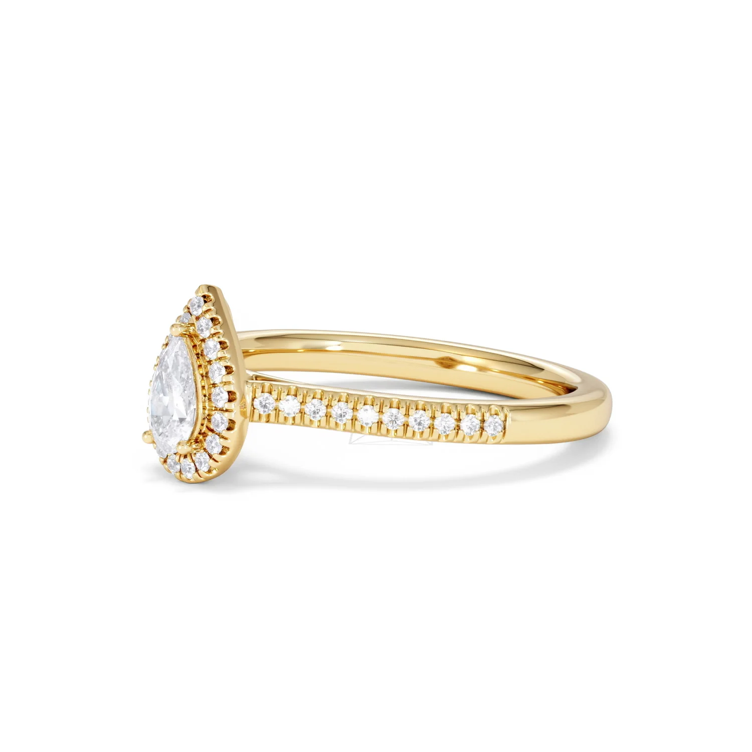 Lumia Pear Cut Lab Diamond Halo Ring 0.50ct F/VS in 18K Gold Vermeil - Image 79
