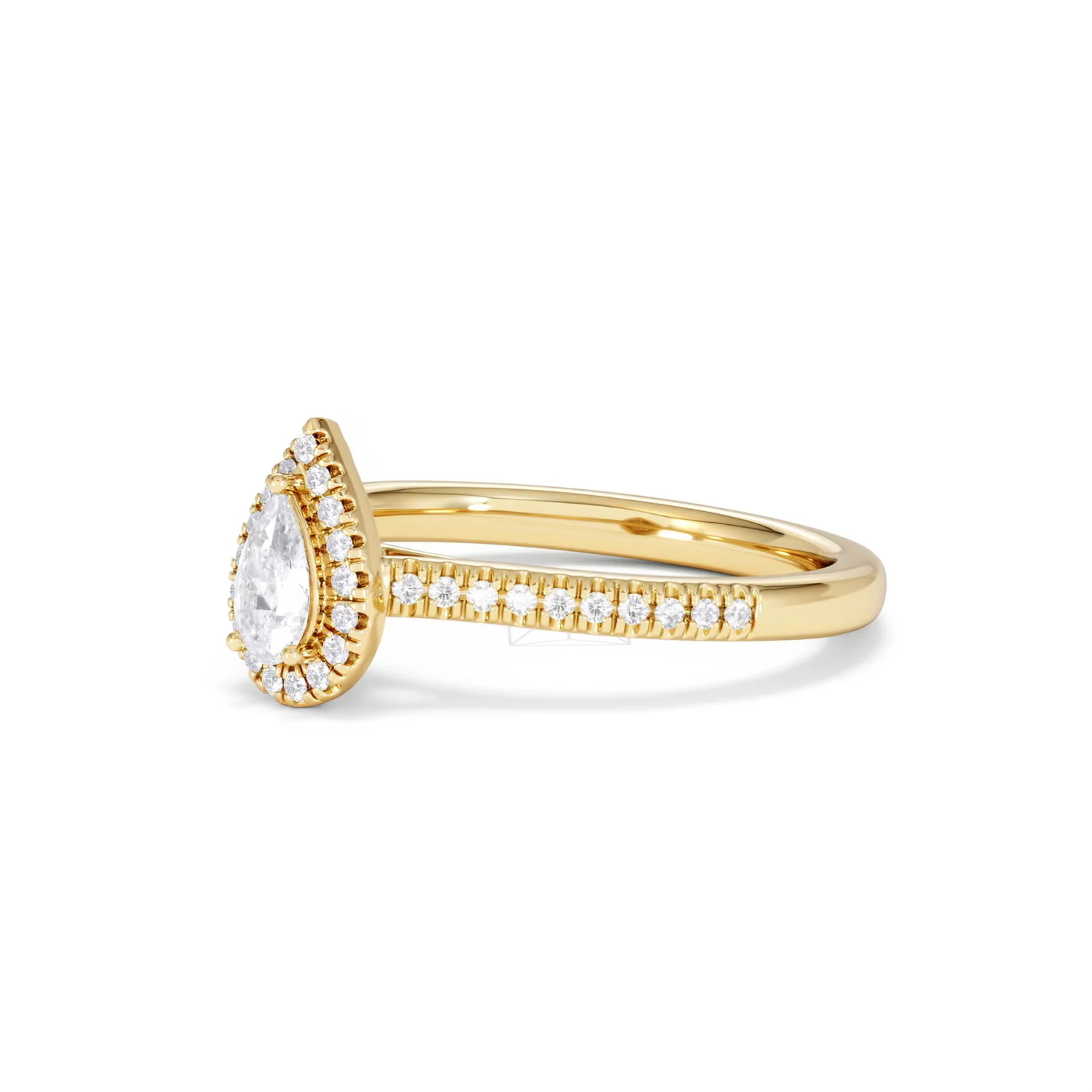 Lumia Pear Cut Lab Diamond Halo Ring 0.50ct F/VS in 18K Gold Vermeil - Image 80