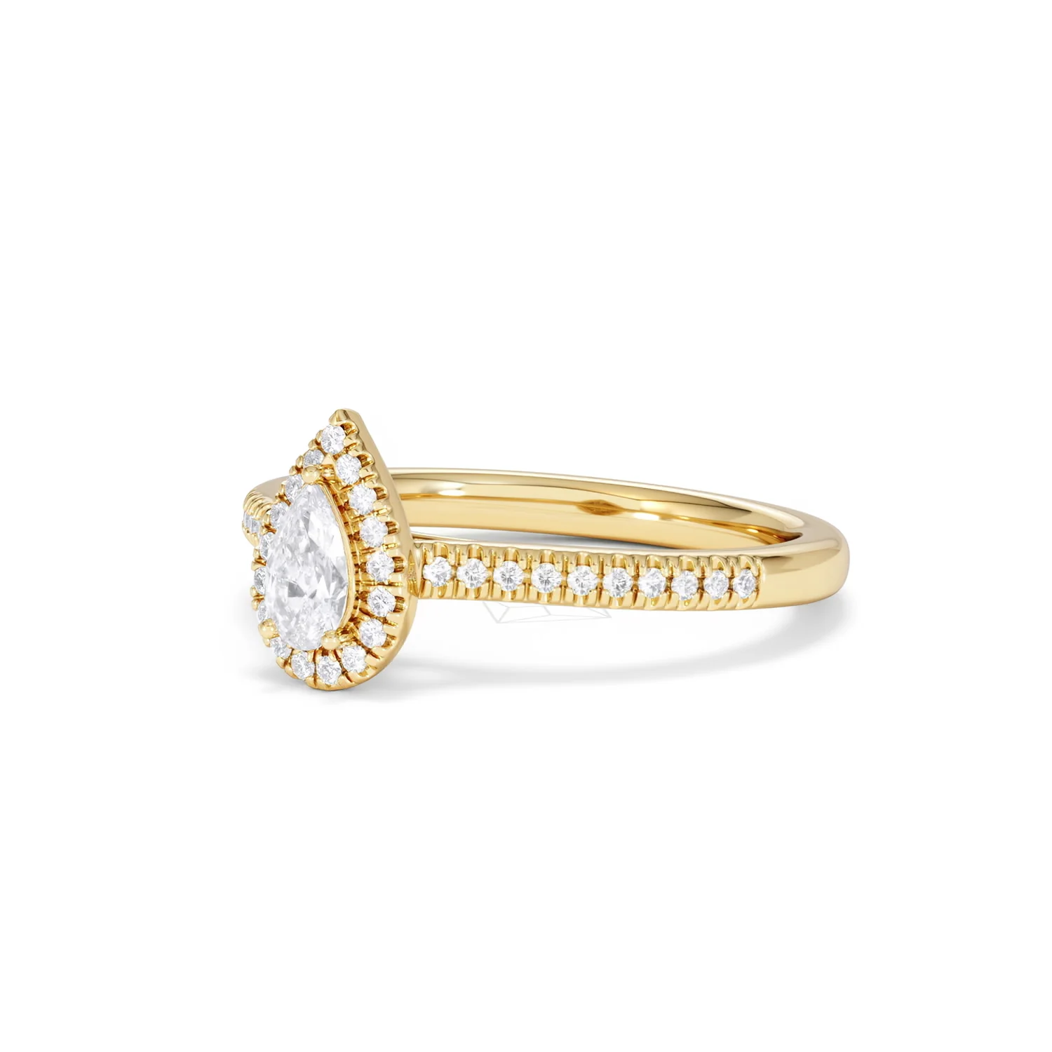Lumia Pear Cut Lab Diamond Halo Ring 0.50ct F/VS in 18K Gold Vermeil - Image 82
