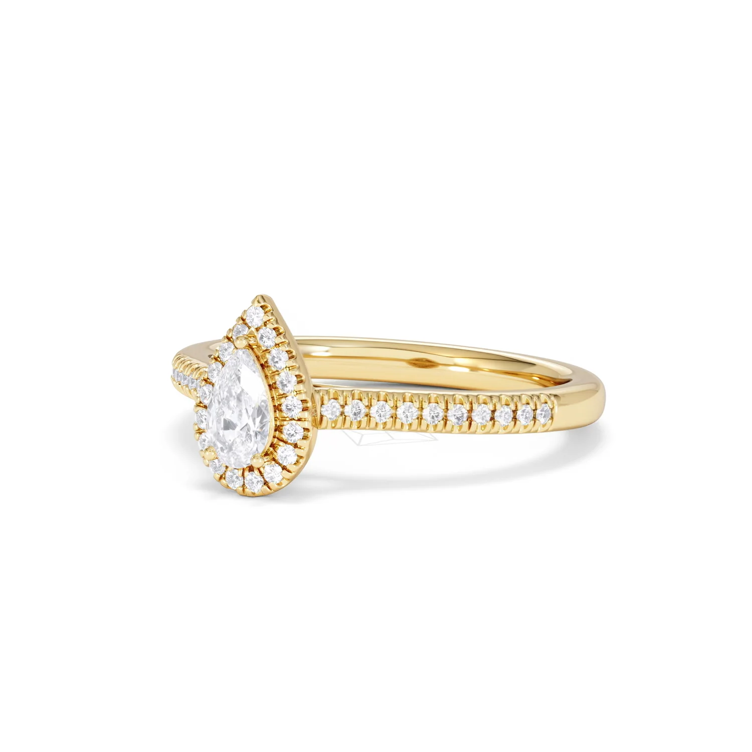 Lumia Pear Cut Lab Diamond Halo Ring 0.50ct F/VS in 18K Gold Vermeil - Image 83