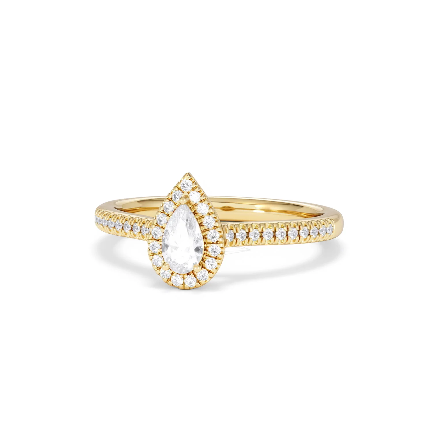 Lumia Pear Cut Lab Diamond Halo Ring 0.50ct F/VS in 18K Gold Vermeil - Image 87