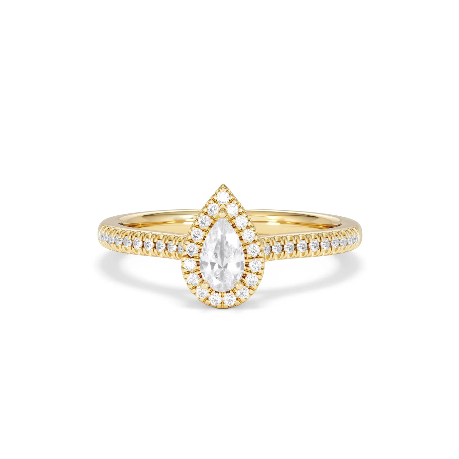Lumia Pear Cut Lab Diamond Halo Ring 0.50ct F/VS in 18K Gold Vermeil - Image 89