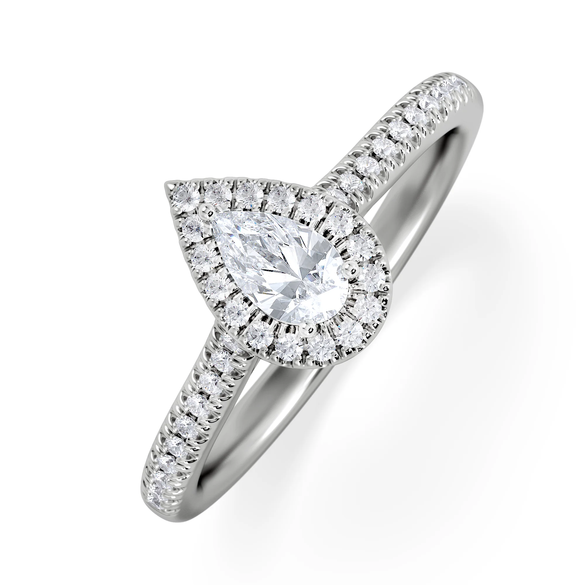 Lumia Pear Cut Lab Diamond Halo Ring 0.50ct F/VS in 925 Silver