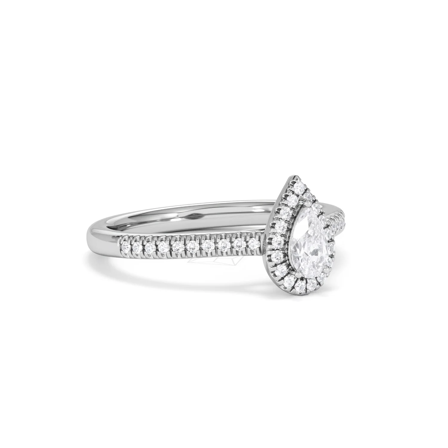 Lumia Pear Cut Lab Diamond Halo Ring 0.50ct F/VS in 925 Silver - Image 17