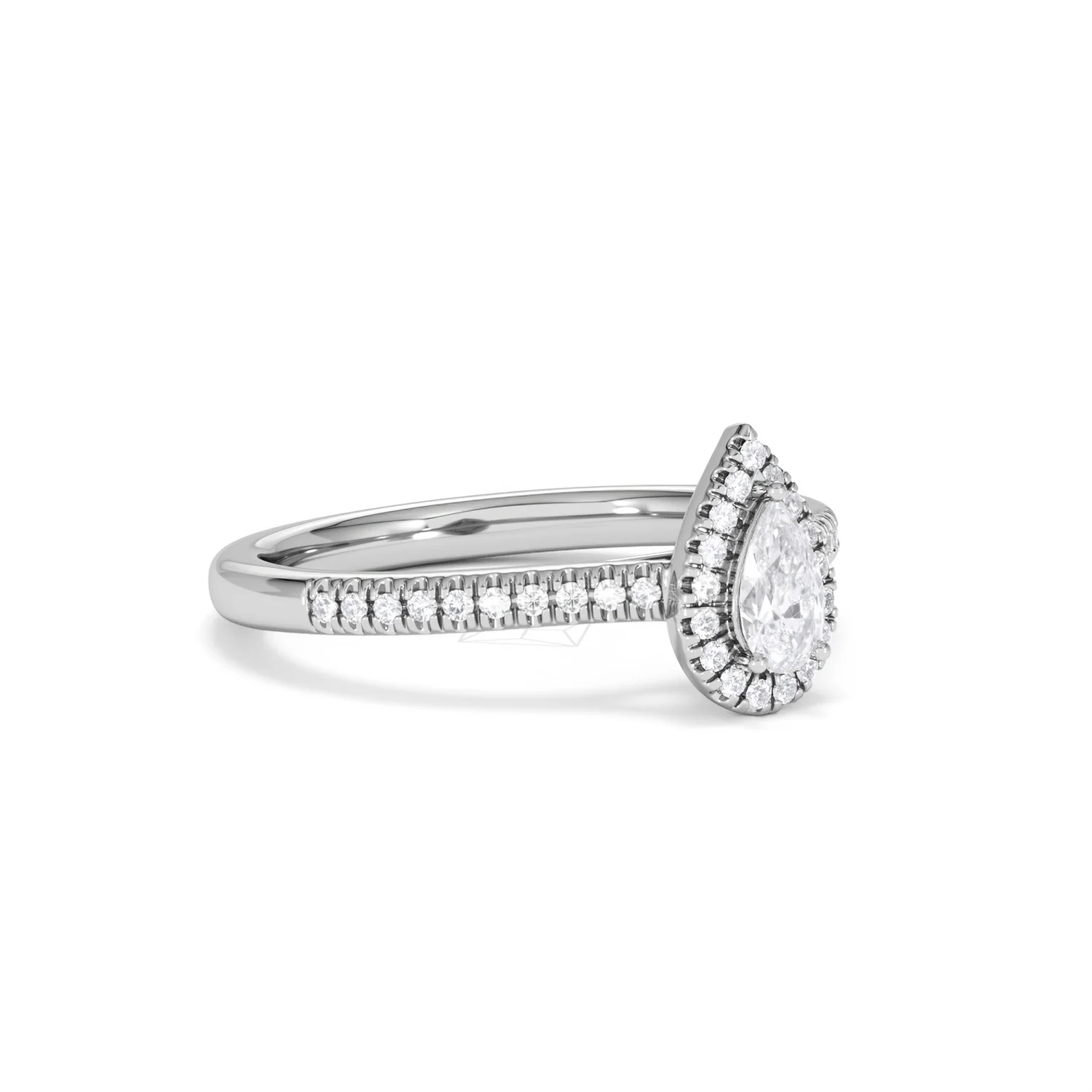 Lumia Pear Cut Lab Diamond Halo Ring 0.50ct F/VS in 925 Silver - Image 18