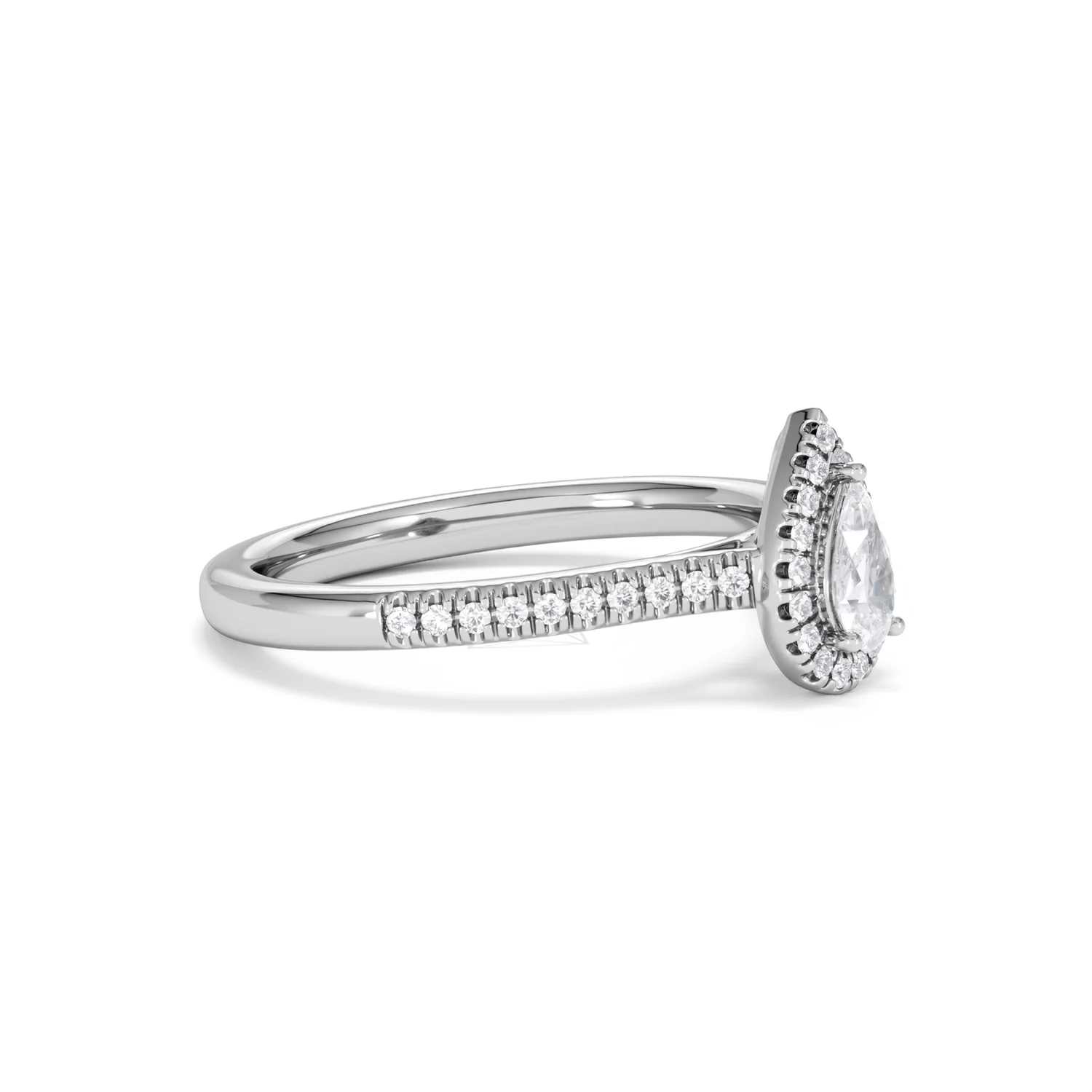 Lumia Pear Cut Lab Diamond Halo Ring 0.50ct F/VS in 925 Silver - Image 22