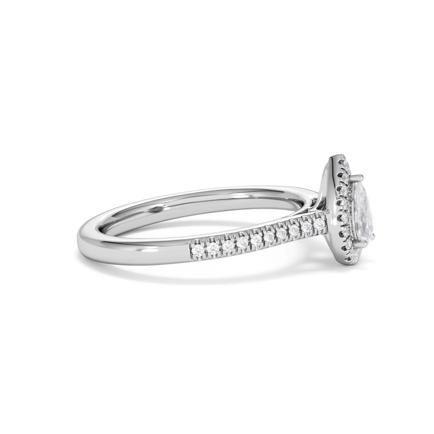 Lumia Pear Cut Lab Diamond Halo Ring 0.50ct F/VS in 925 Silver - Image 26
