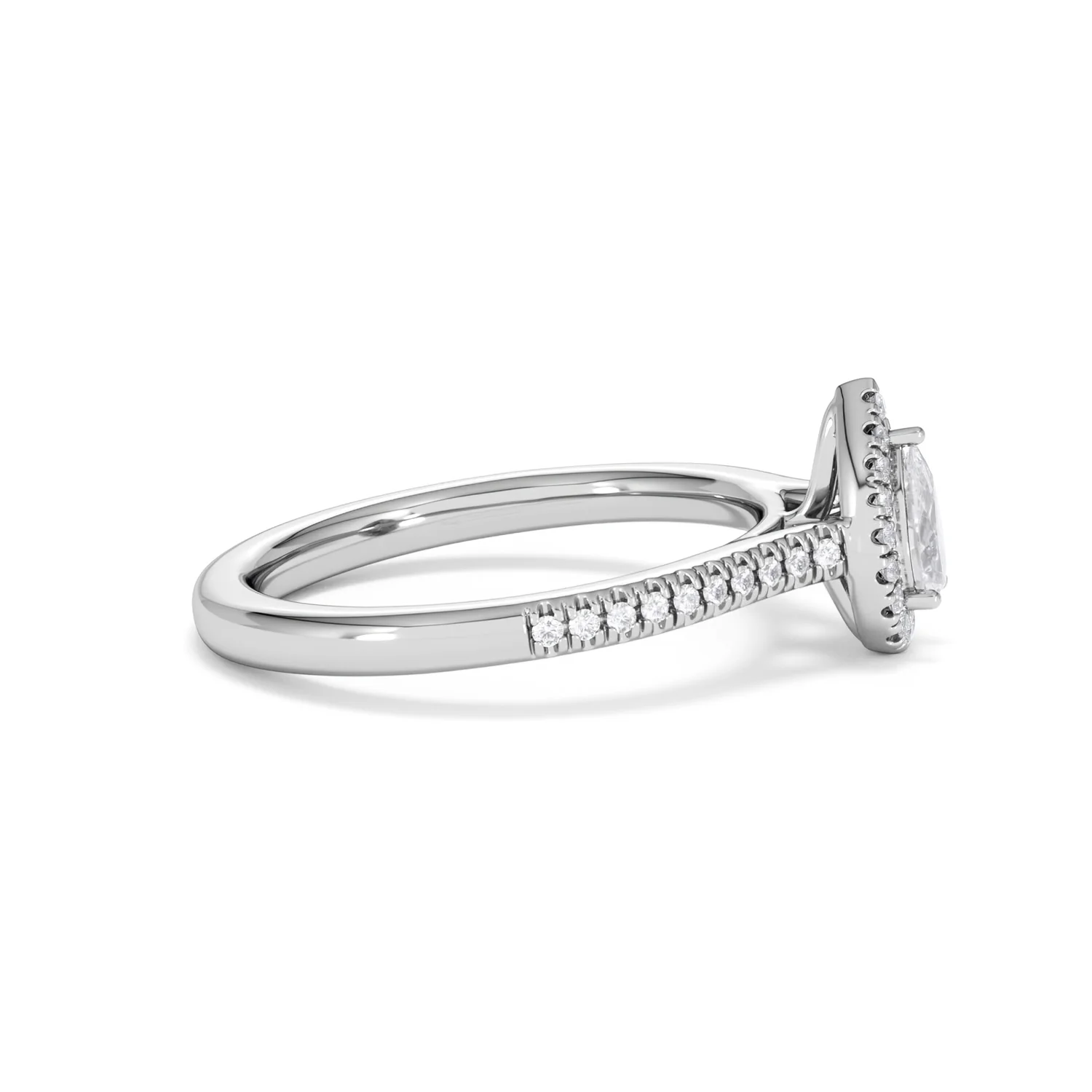 Lumia Pear Cut Lab Diamond Halo Ring 0.50ct F/VS in 925 Silver - Image 28
