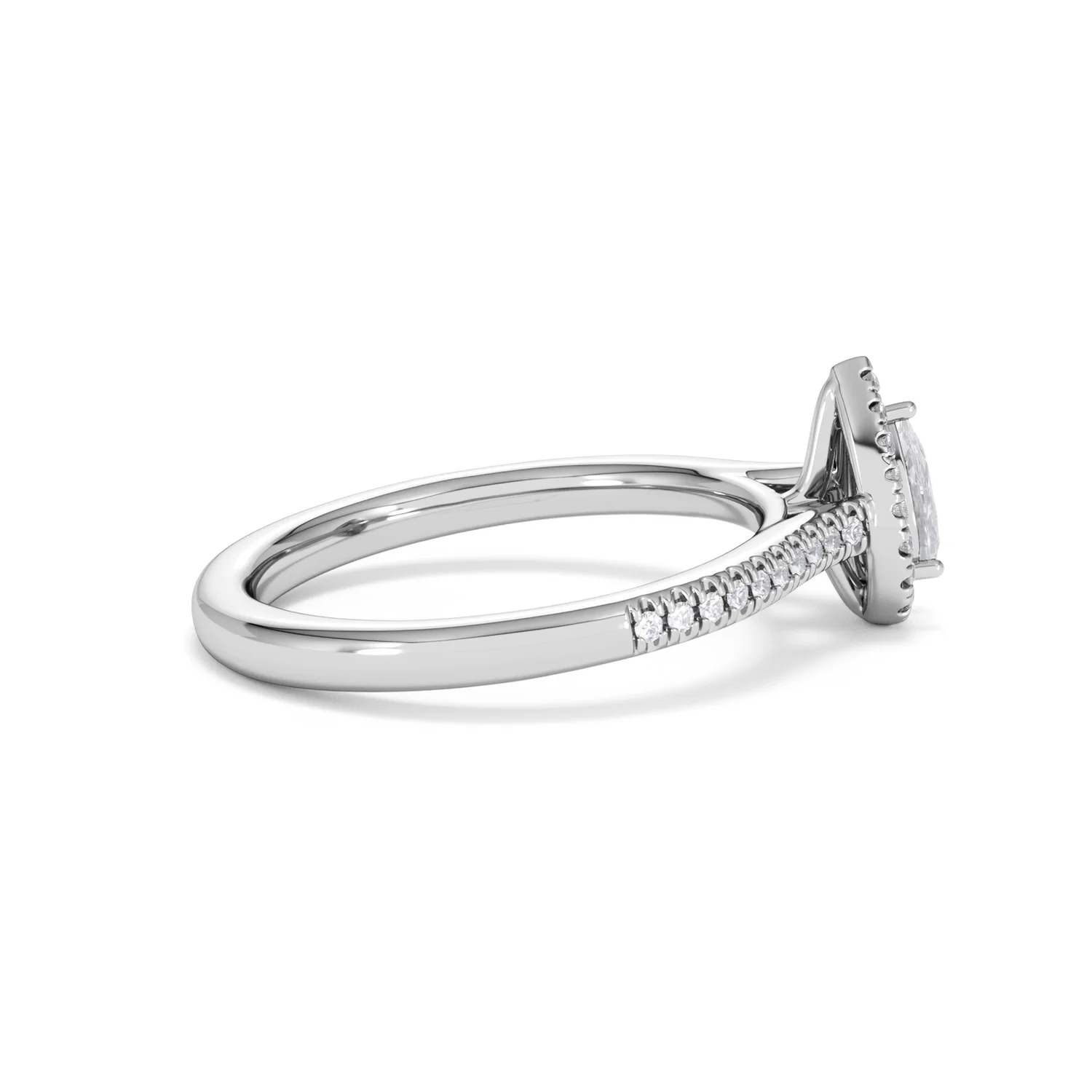 Lumia Pear Cut Lab Diamond Halo Ring 0.50ct F/VS in 925 Silver - Image 32