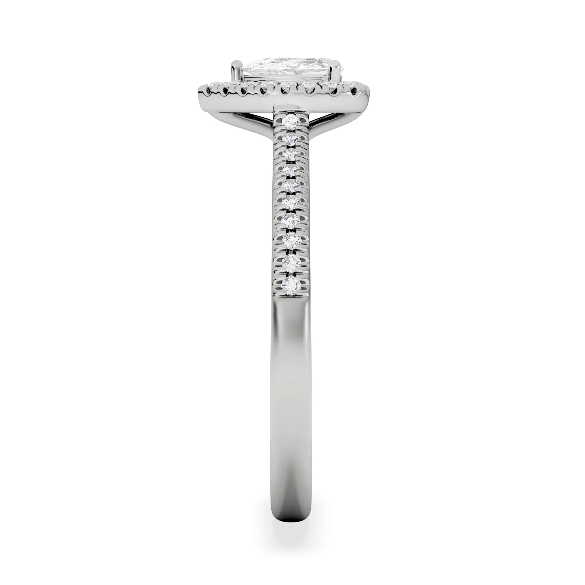 Lumia Pear Cut Lab Diamond Halo Ring 0.50ct F/VS in 925 Silver - Image 5