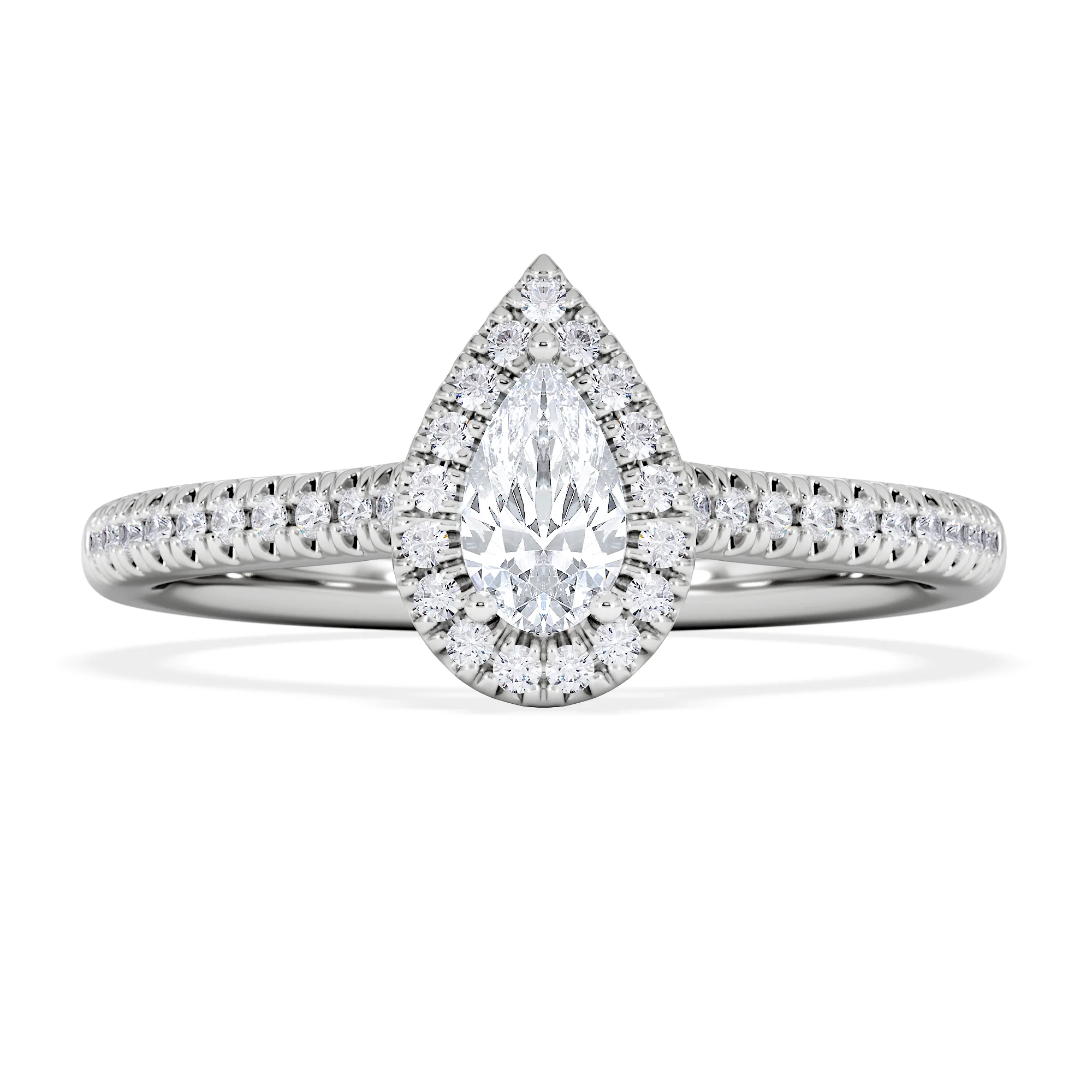 Lumia Pear Cut Lab Diamond Halo Ring 0.50ct F/VS in 925 Silver - Image 7