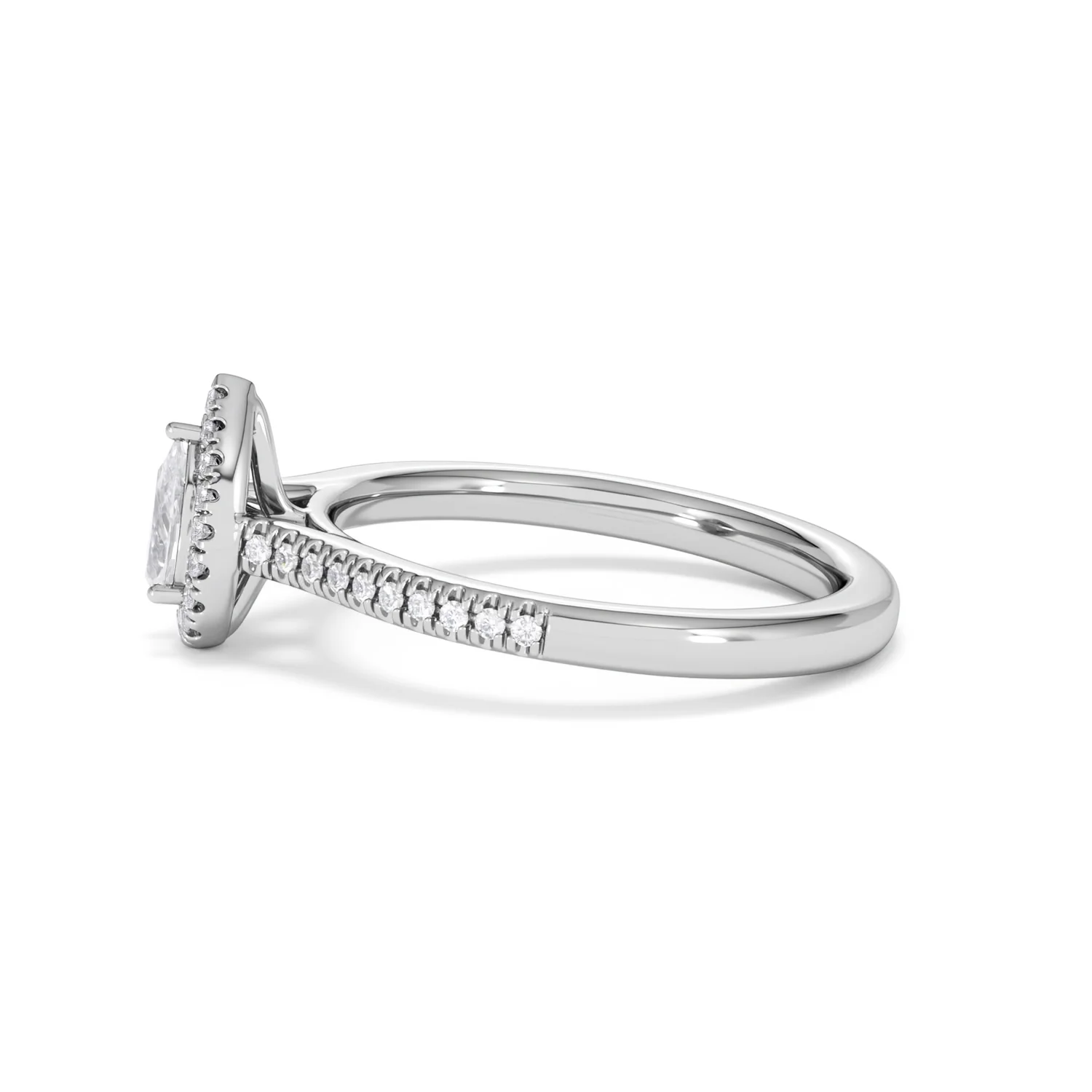 Lumia Pear Cut Lab Diamond Halo Ring 0.50ct F/VS in 925 Silver - Image 71