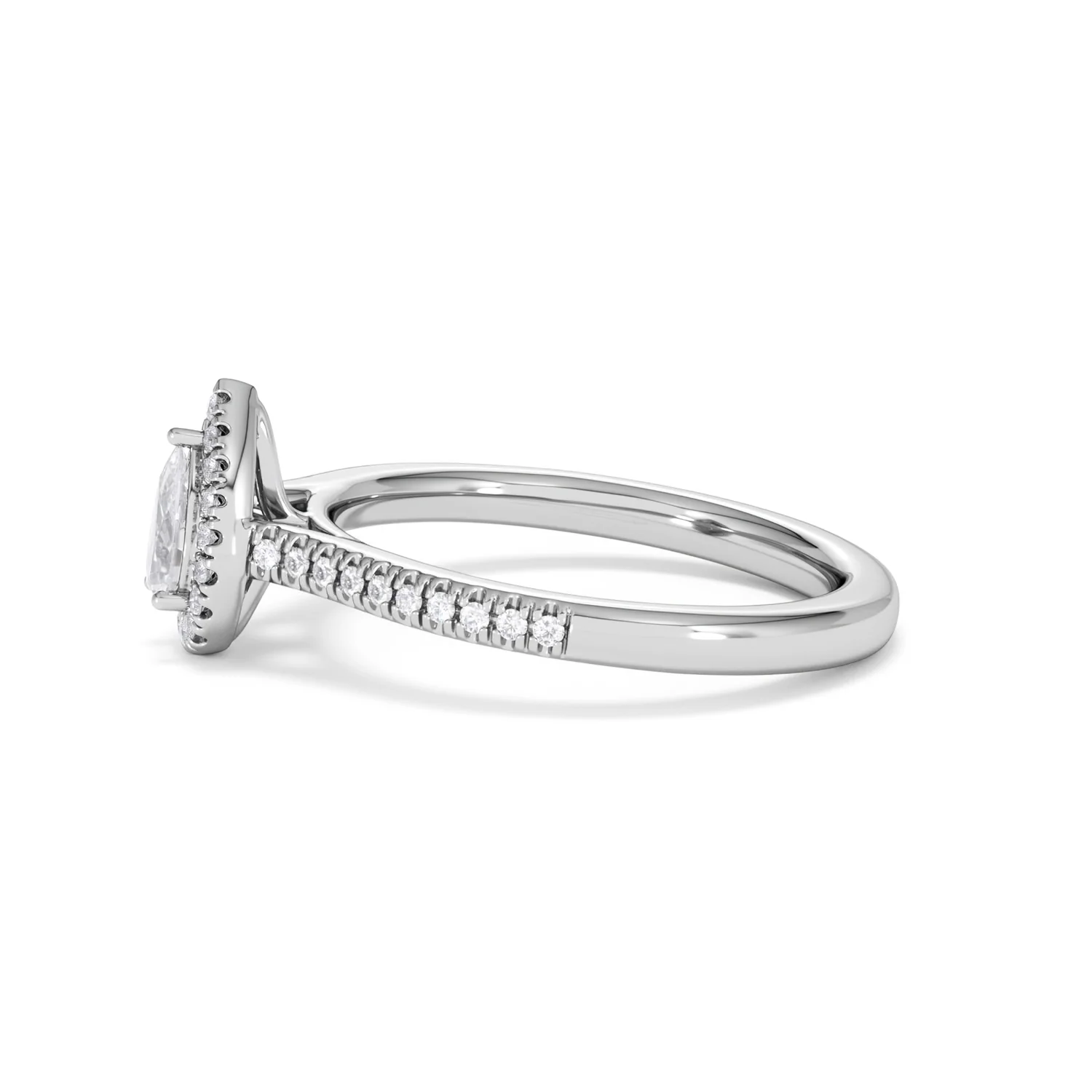Lumia Pear Cut Lab Diamond Halo Ring 0.50ct F/VS in 925 Silver - Image 72