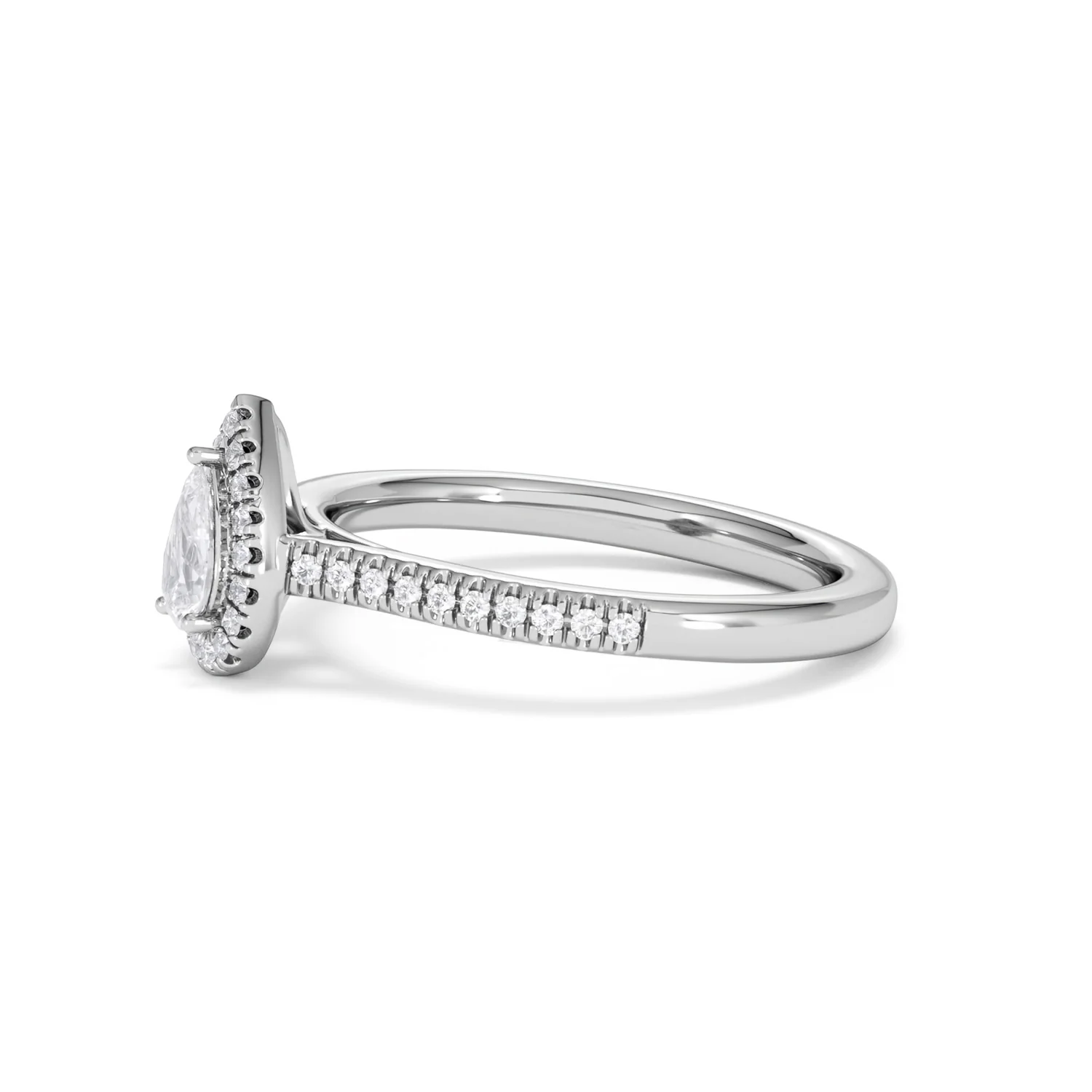 Lumia Pear Cut Lab Diamond Halo Ring 0.50ct F/VS in 925 Silver - Image 75