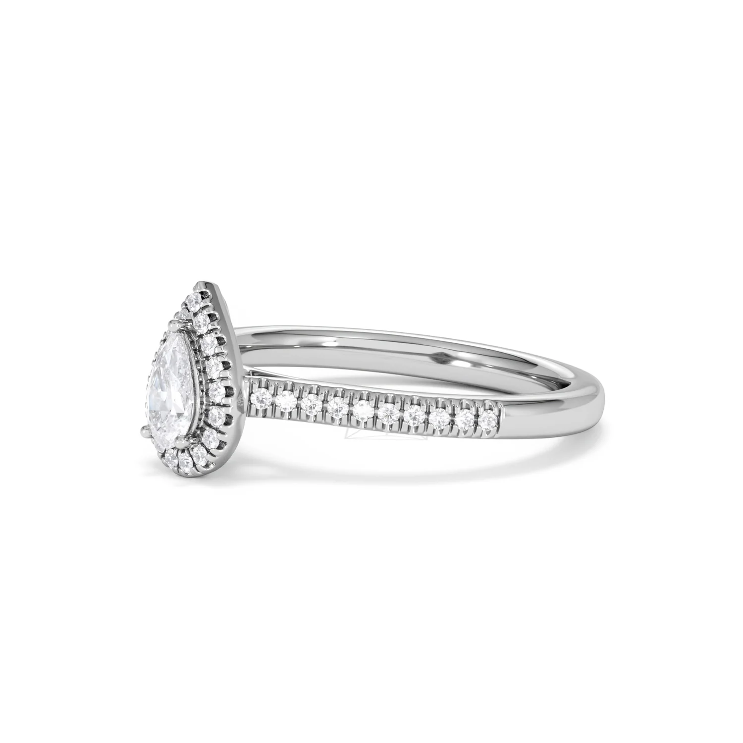 Lumia Pear Cut Lab Diamond Halo Ring 0.50ct F/VS in 925 Silver - Image 79
