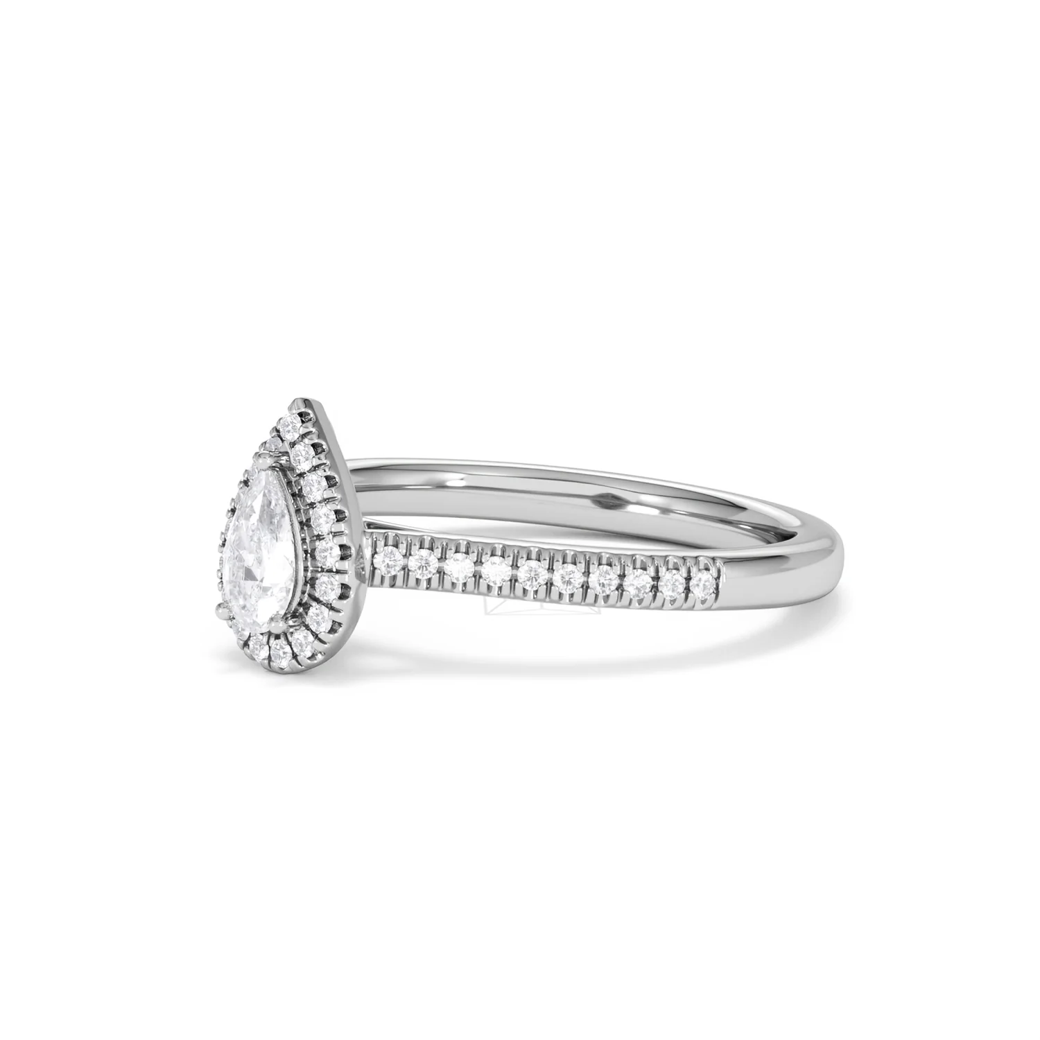 Lumia Pear Cut Lab Diamond Halo Ring 0.50ct F/VS in 925 Silver - Image 80