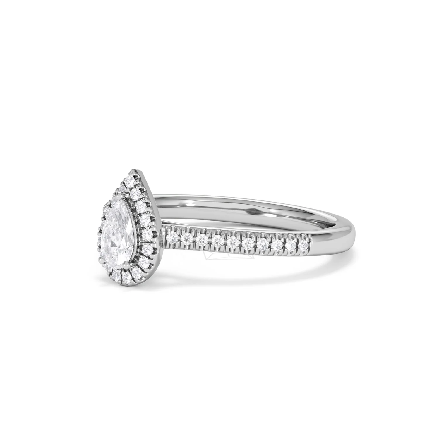 Lumia Pear Cut Lab Diamond Halo Ring 0.50ct F/VS in 925 Silver - Image 81