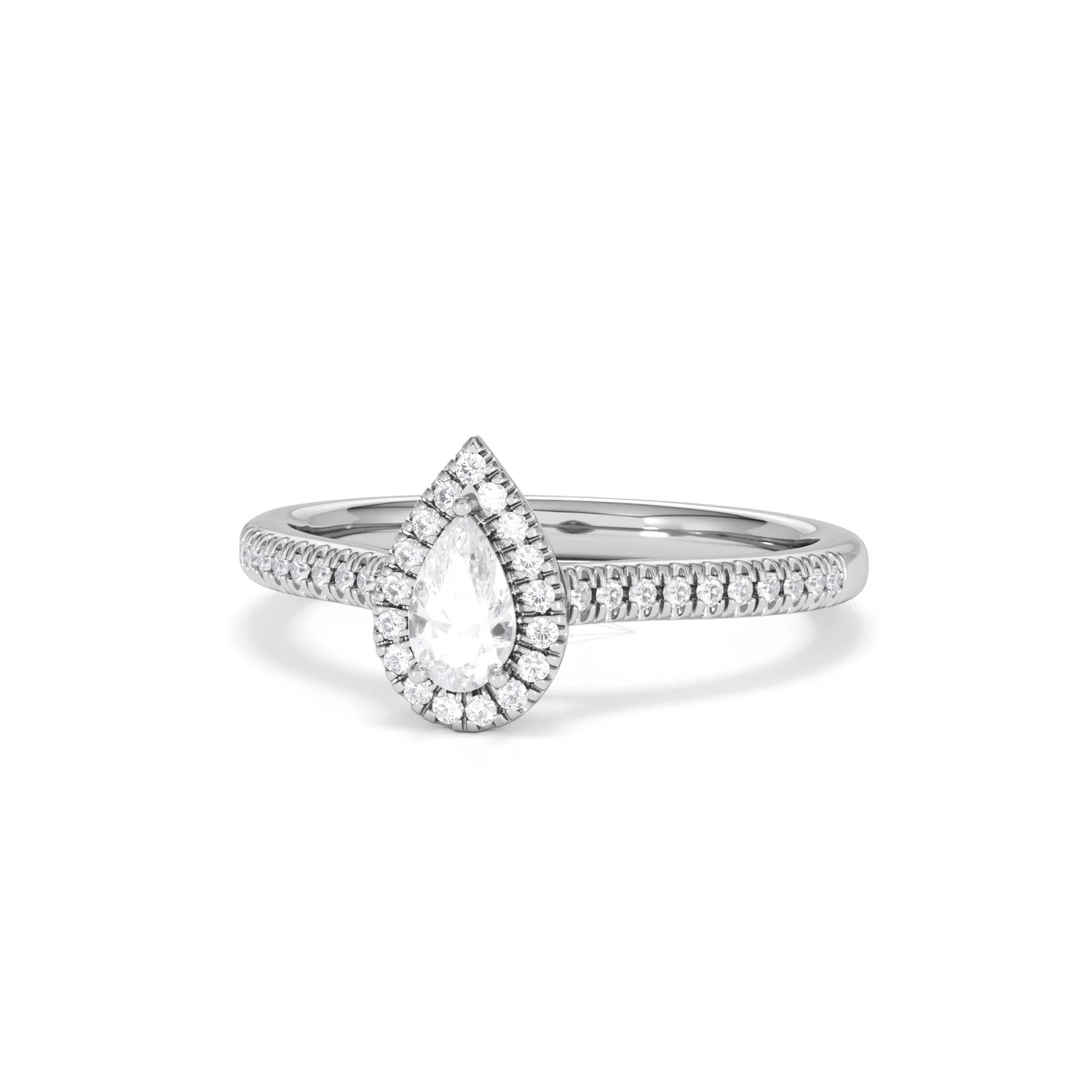 Lumia Pear Cut Lab Diamond Halo Ring 0.50ct F/VS in 925 Silver - Image 87