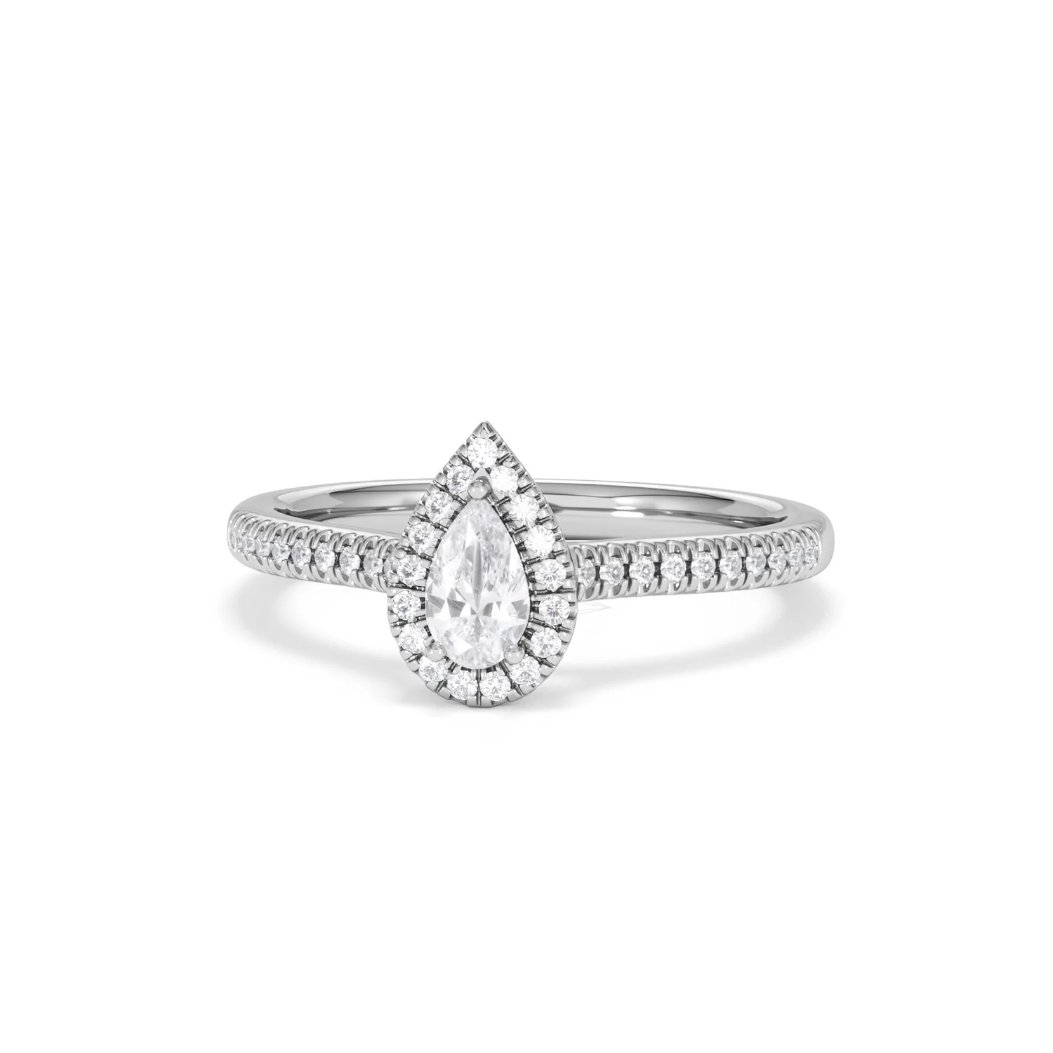 Lumia Pear Cut Lab Diamond Halo Ring 0.50ct F/VS in 925 Silver - Image 88