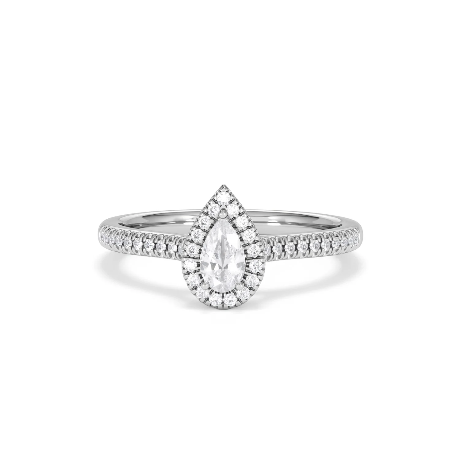 Lumia Pear Cut Lab Diamond Halo Ring 0.50ct F/VS in 925 Silver - Image 89