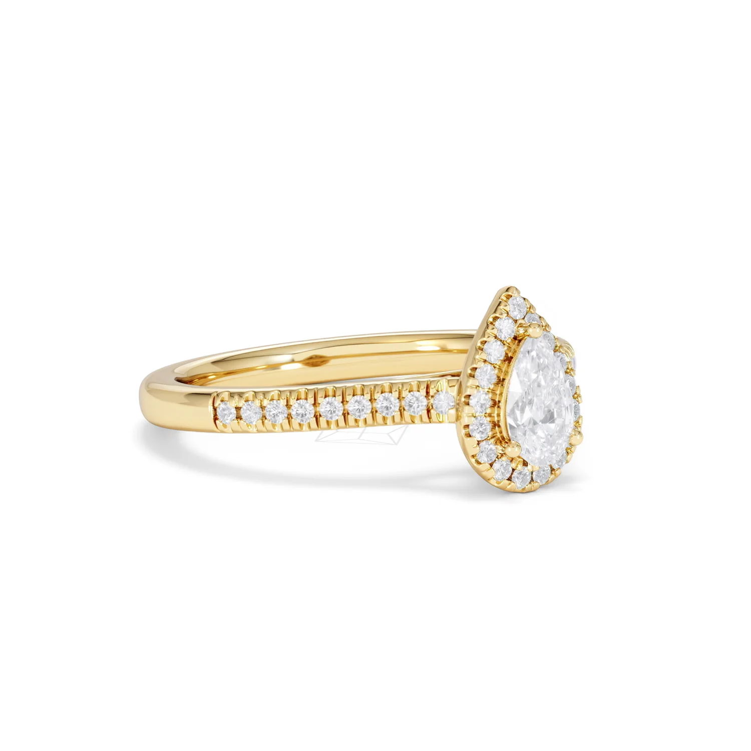 Lumia Pear Cut Lab Diamond Halo Ring 0.70ct F/VS in 9K Gold - Image 18