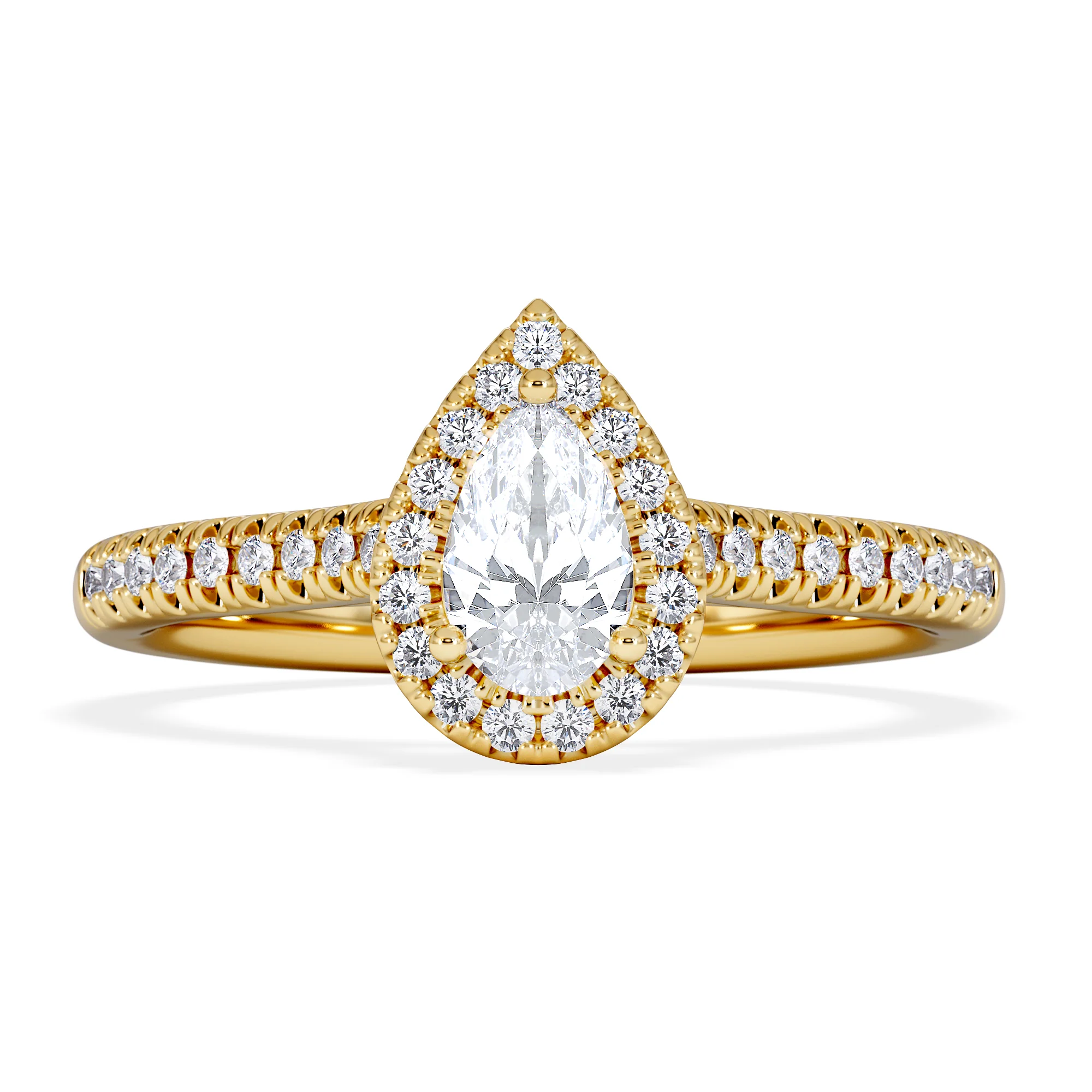 Lumia Pear Cut Lab Diamond Halo Ring 0.70ct F/VS in 9K Gold - Image 7