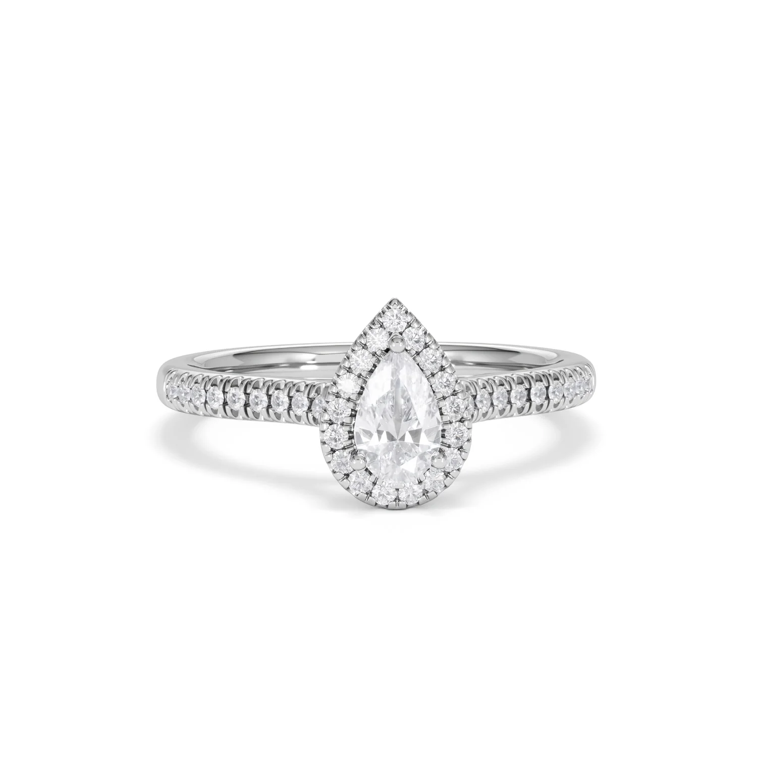 Lumia Pear Cut Lab Diamond Halo Ring 0.70ct F/VS in 9K White Gold - Image 11