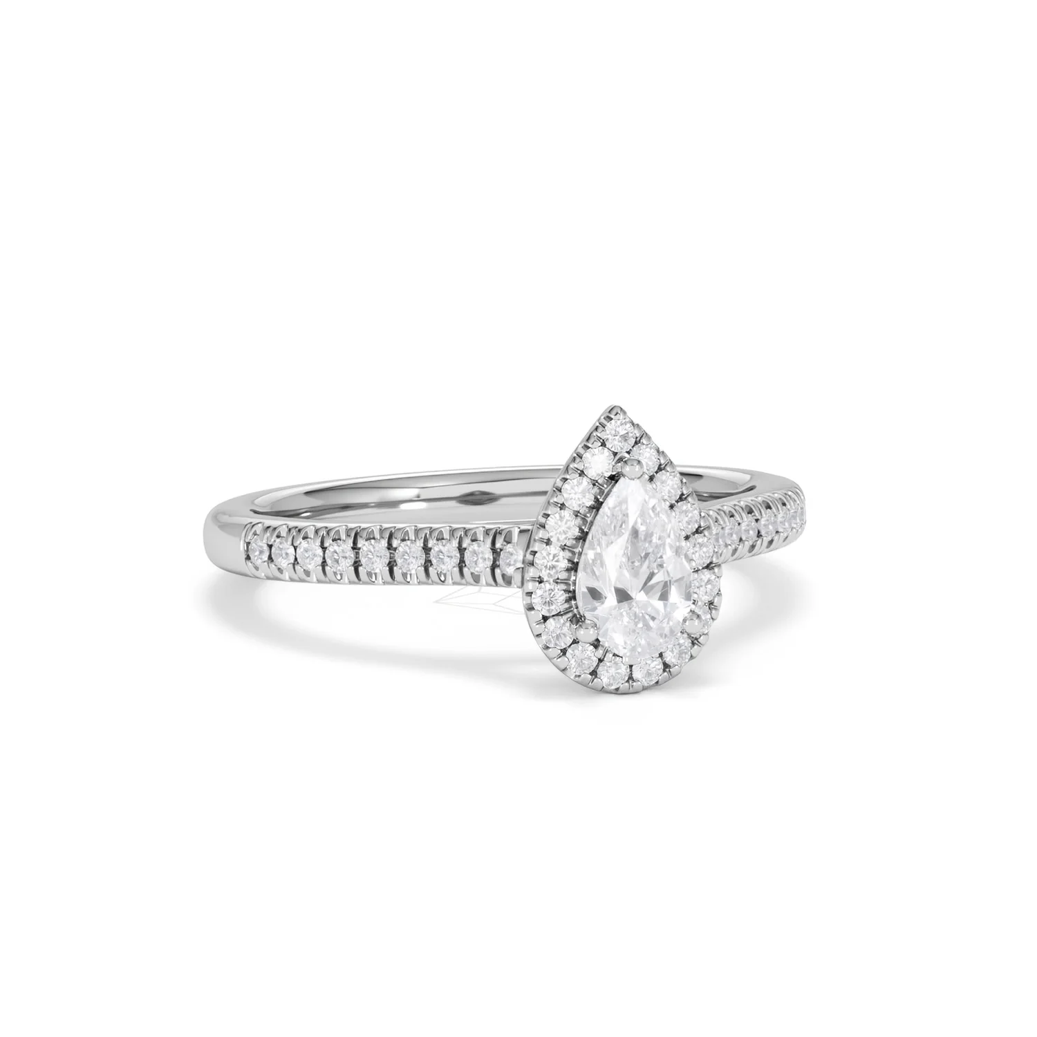 Lumia Pear Cut Lab Diamond Halo Ring 0.70ct F/VS in 9K White Gold - Image 14