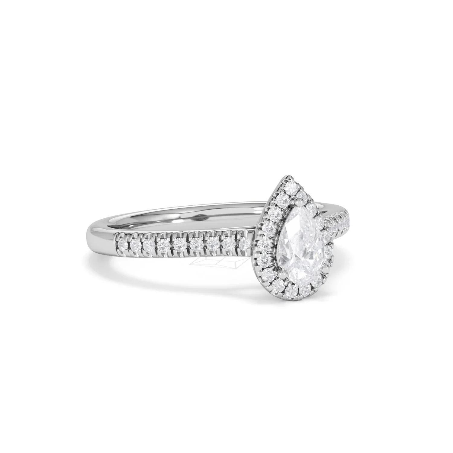 Lumia Pear Cut Lab Diamond Halo Ring 0.70ct F/VS in 9K White Gold - Image 16
