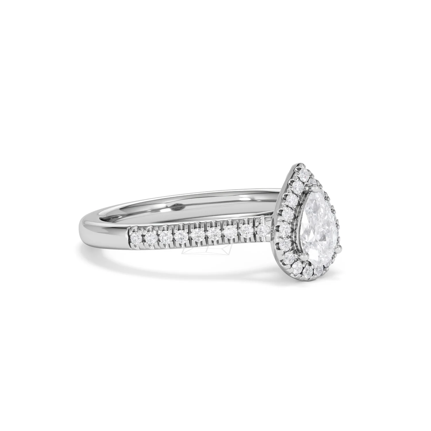 Lumia Pear Cut Lab Diamond Halo Ring 0.70ct F/VS in 9K White Gold - Image 19