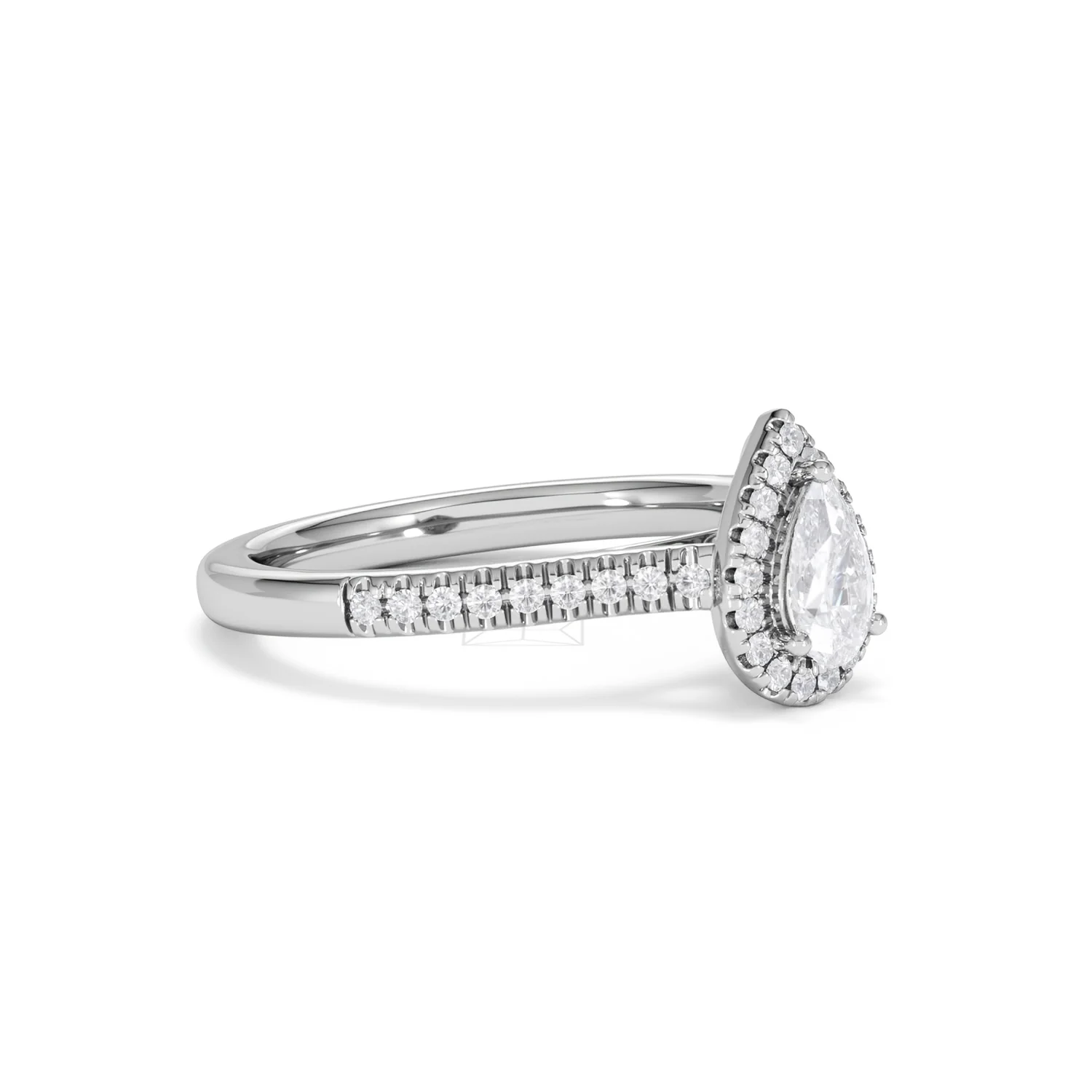 Lumia Pear Cut Lab Diamond Halo Ring 0.70ct F/VS in 9K White Gold - Image 20