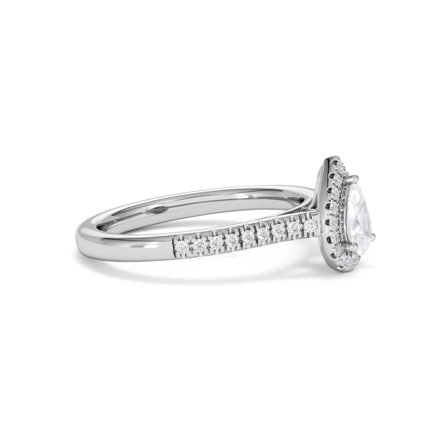 Lumia Pear Cut Lab Diamond Halo Ring 0.70ct F/VS in 9K White Gold - Image 24