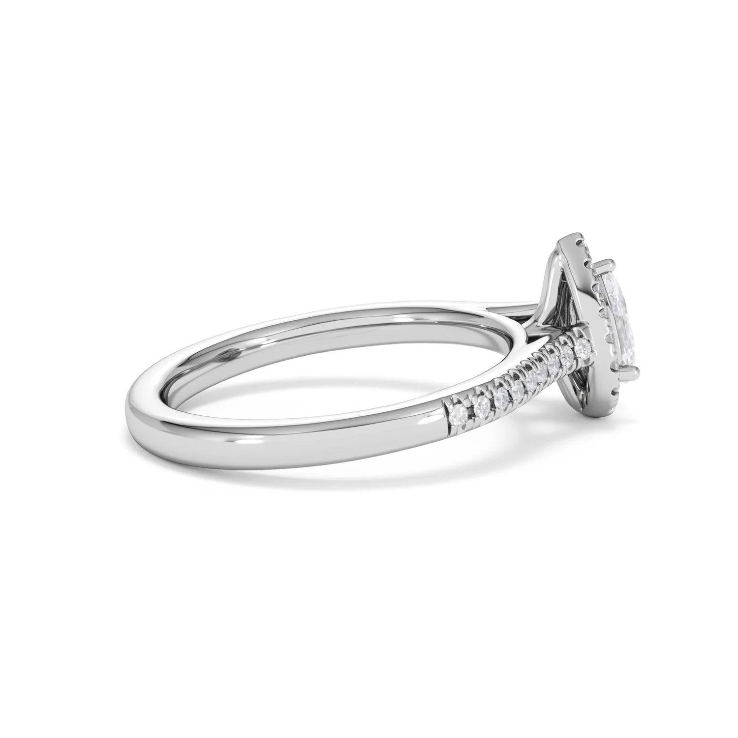 Lumia Pear Cut Lab Diamond Halo Ring 0.70ct F/VS in 9K White Gold - Image 33