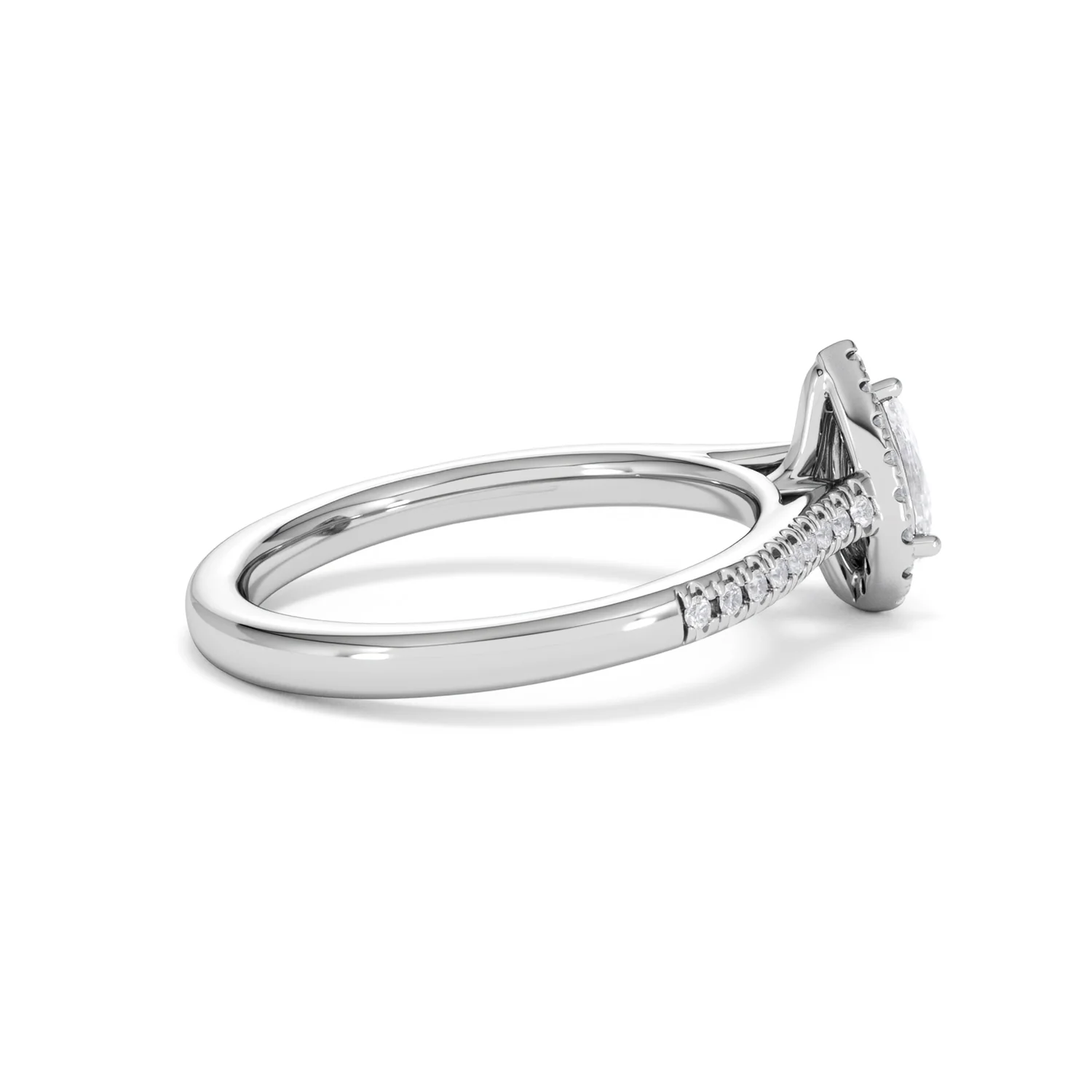 Lumia Pear Cut Lab Diamond Halo Ring 0.70ct F/VS in 9K White Gold - Image 34