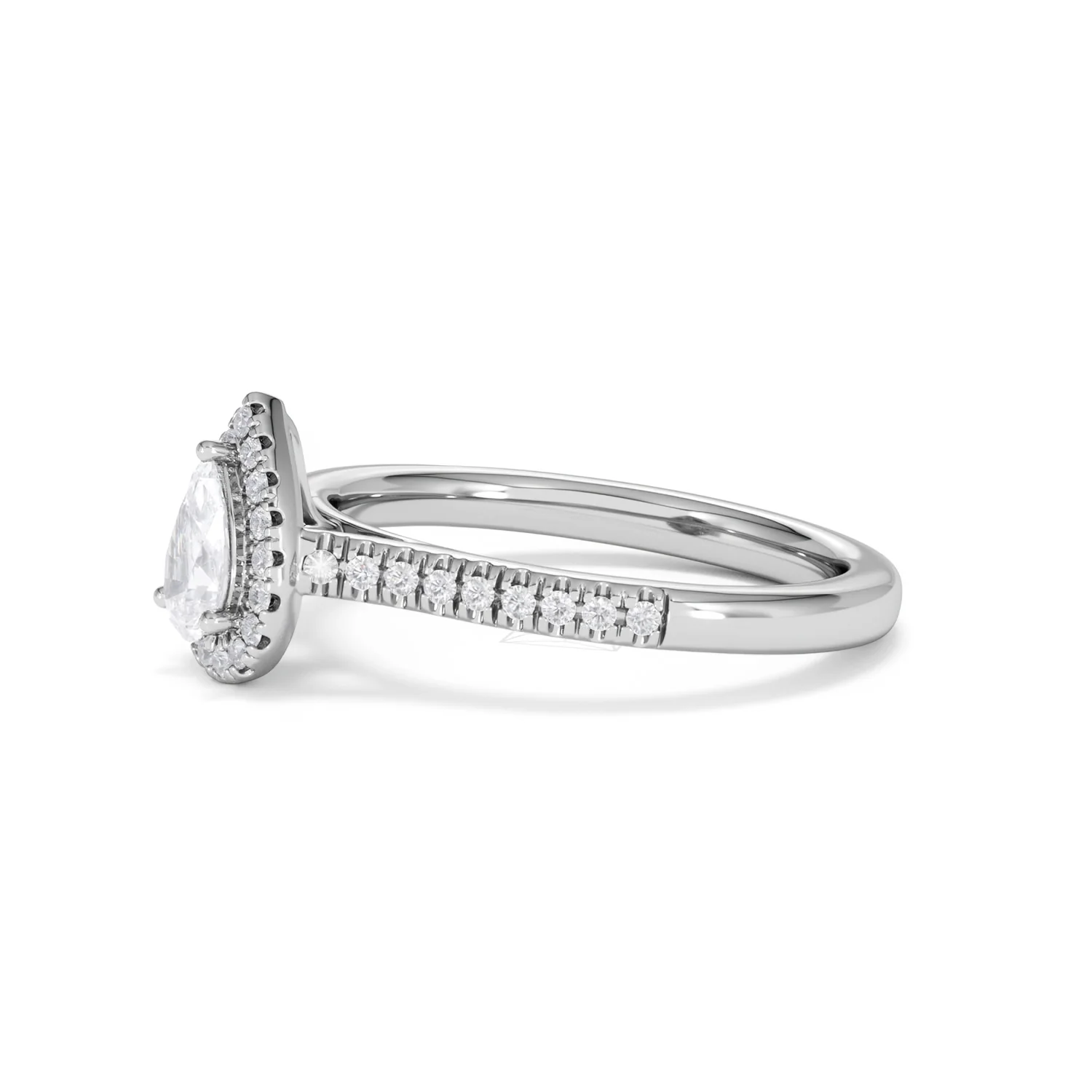 Lumia Pear Cut Lab Diamond Halo Ring 0.70ct F/VS in 9K White Gold - Image 76
