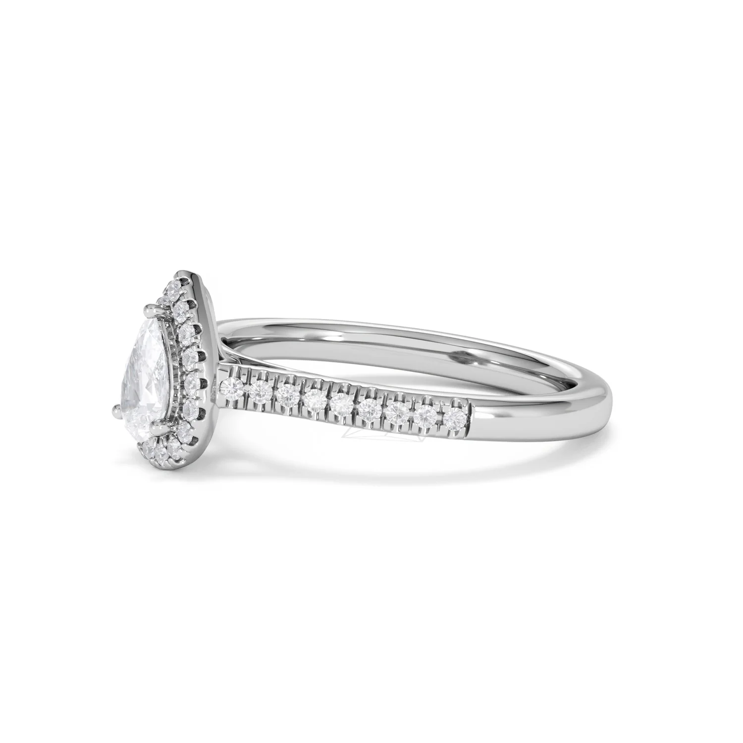 Lumia Pear Cut Lab Diamond Halo Ring 0.70ct F/VS in 9K White Gold - Image 77