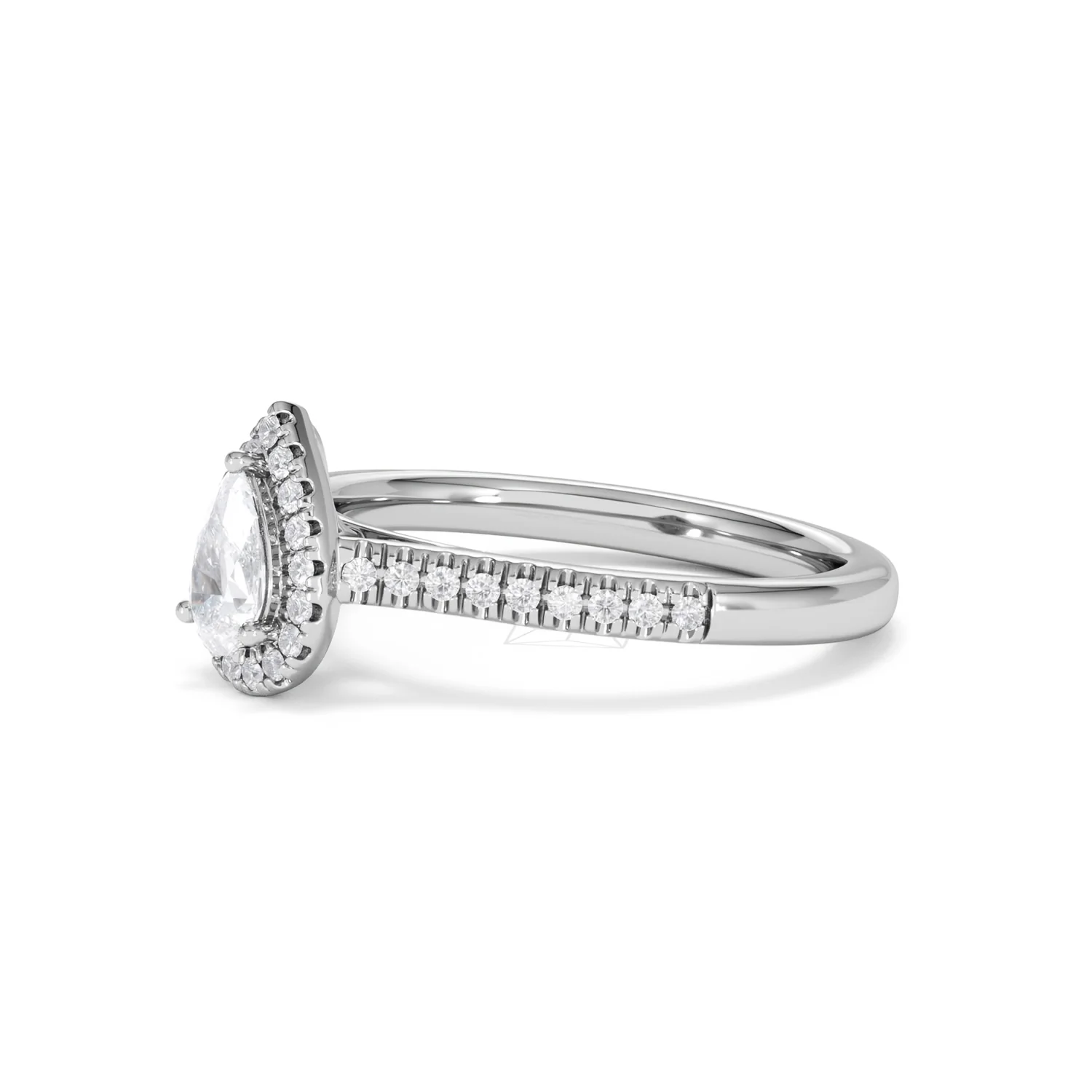 Lumia Pear Cut Lab Diamond Halo Ring 0.70ct F/VS in 9K White Gold - Image 78