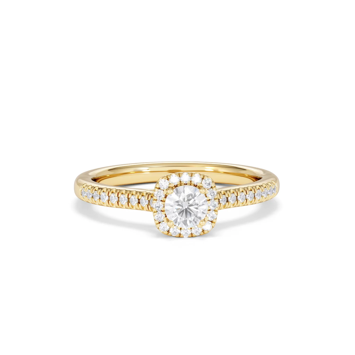 Lumia Round Cut Lab Diamond Halo Ring 0.50ct F/VS in 18K Gold Vermeil - Image 11