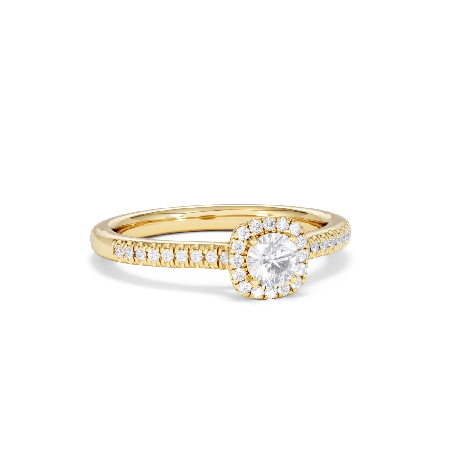 Lumia Round Cut Lab Diamond Halo Ring 0.50ct F/VS in 18K Gold Vermeil - Image 14