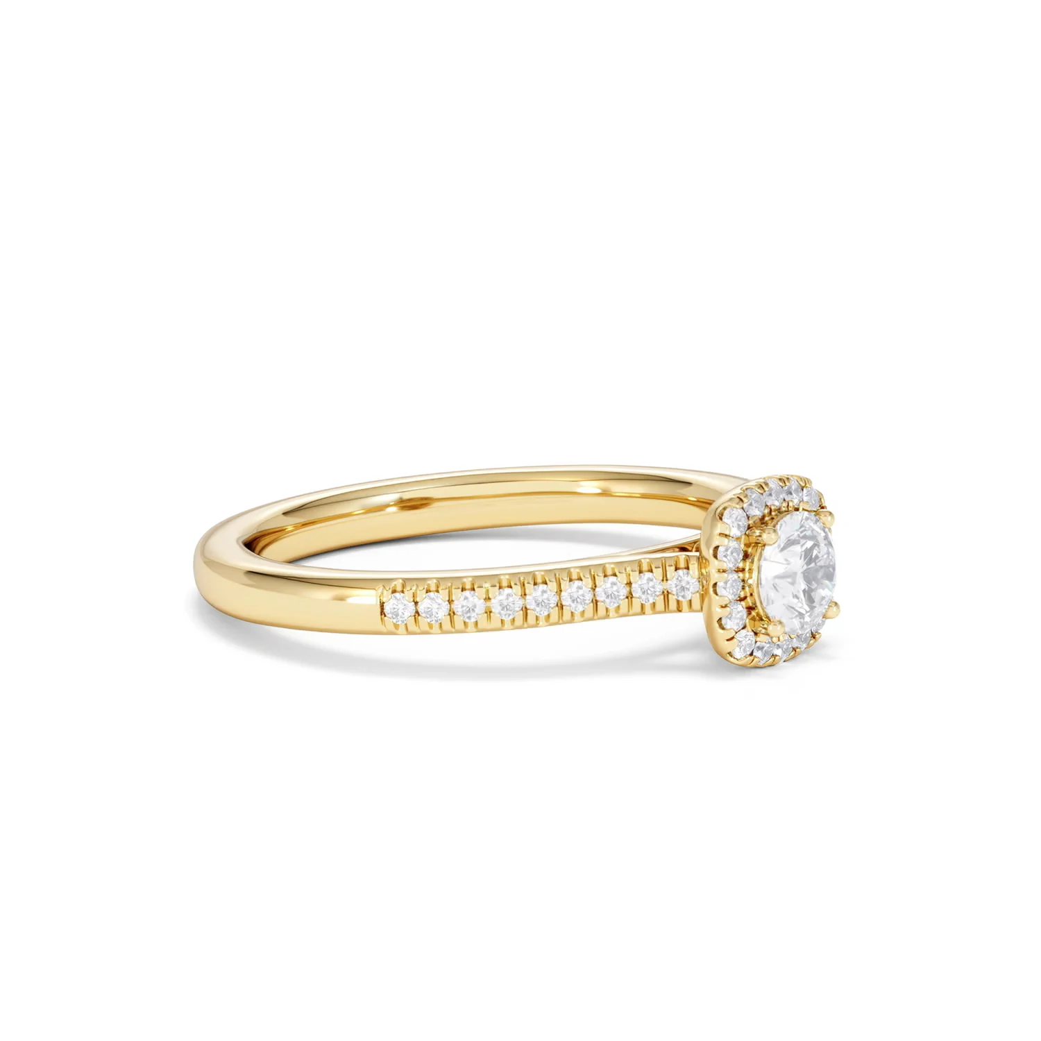 Lumia Round Cut Lab Diamond Halo Ring 0.50ct F/VS in 18K Gold Vermeil - Image 21