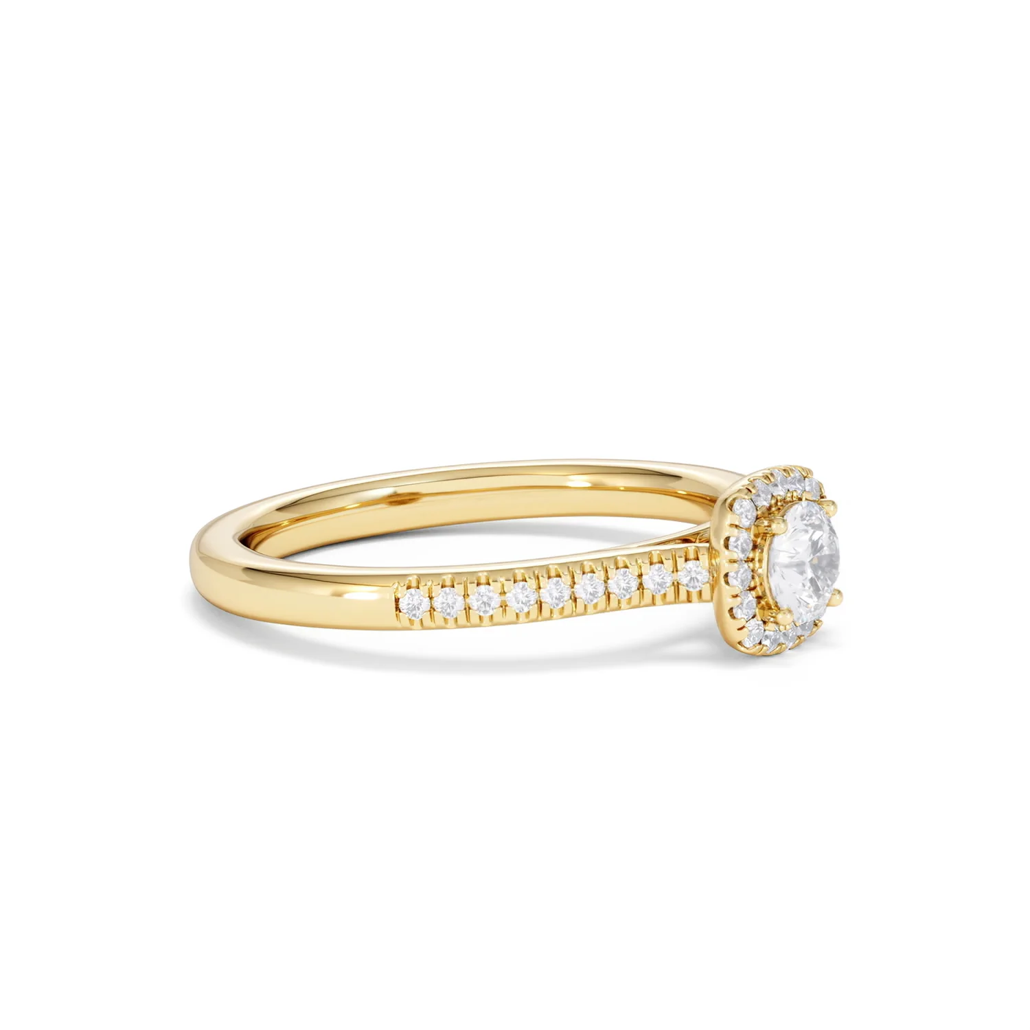 Lumia Round Cut Lab Diamond Halo Ring 0.50ct F/VS in 18K Gold Vermeil - Image 22