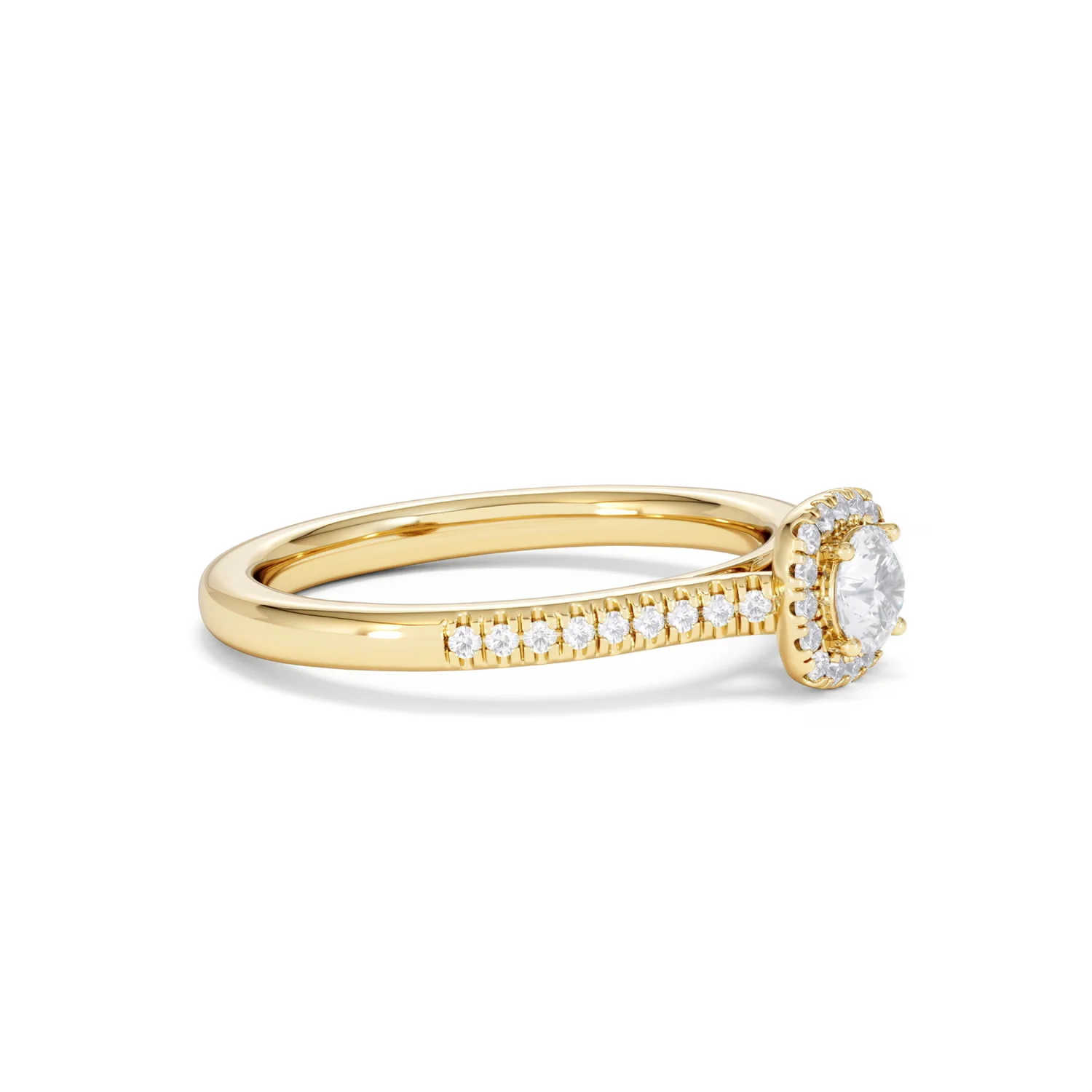 Lumia Round Cut Lab Diamond Halo Ring 0.50ct F/VS in 18K Gold Vermeil - Image 23