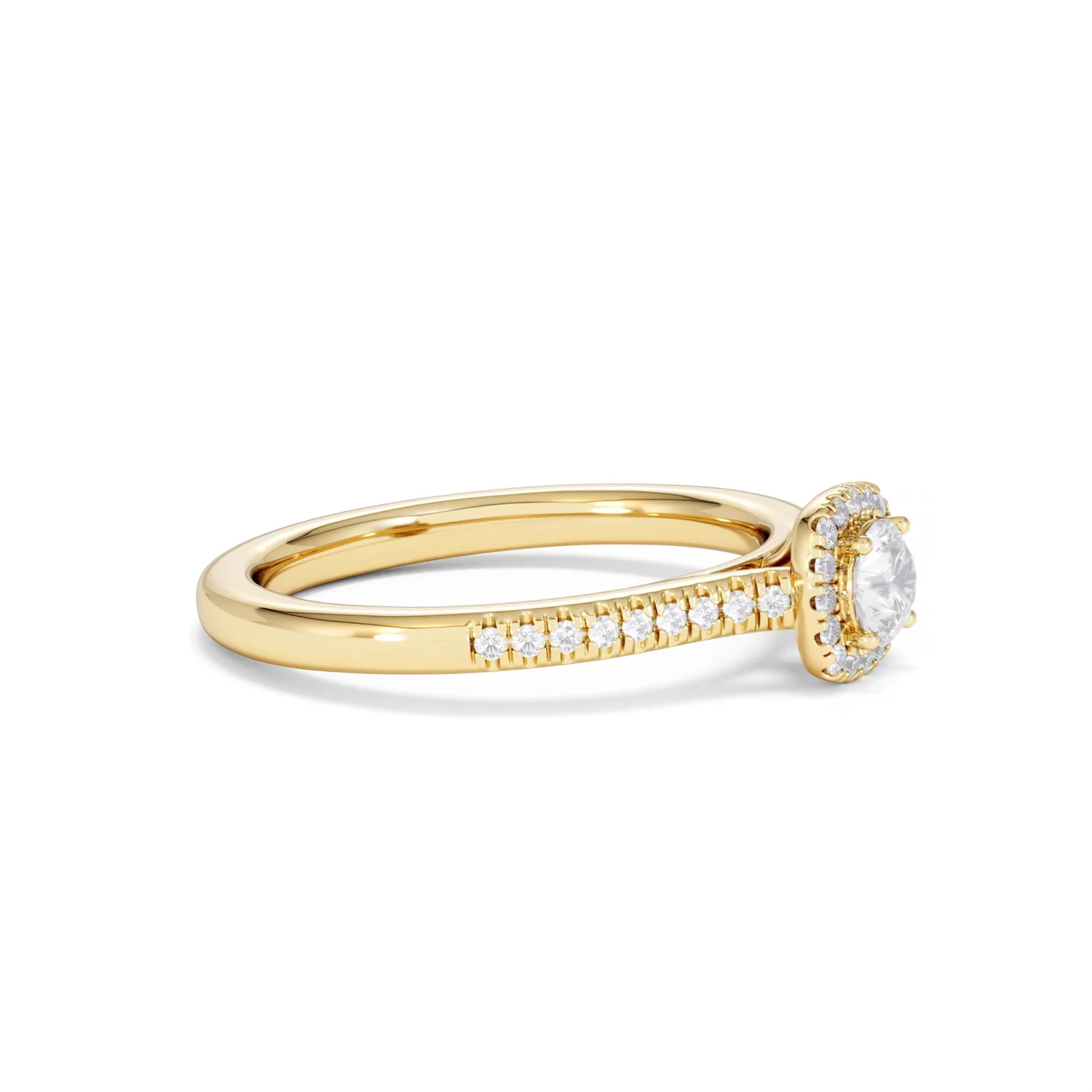 Lumia Round Cut Lab Diamond Halo Ring 0.50ct F/VS in 18K Gold Vermeil - Image 24